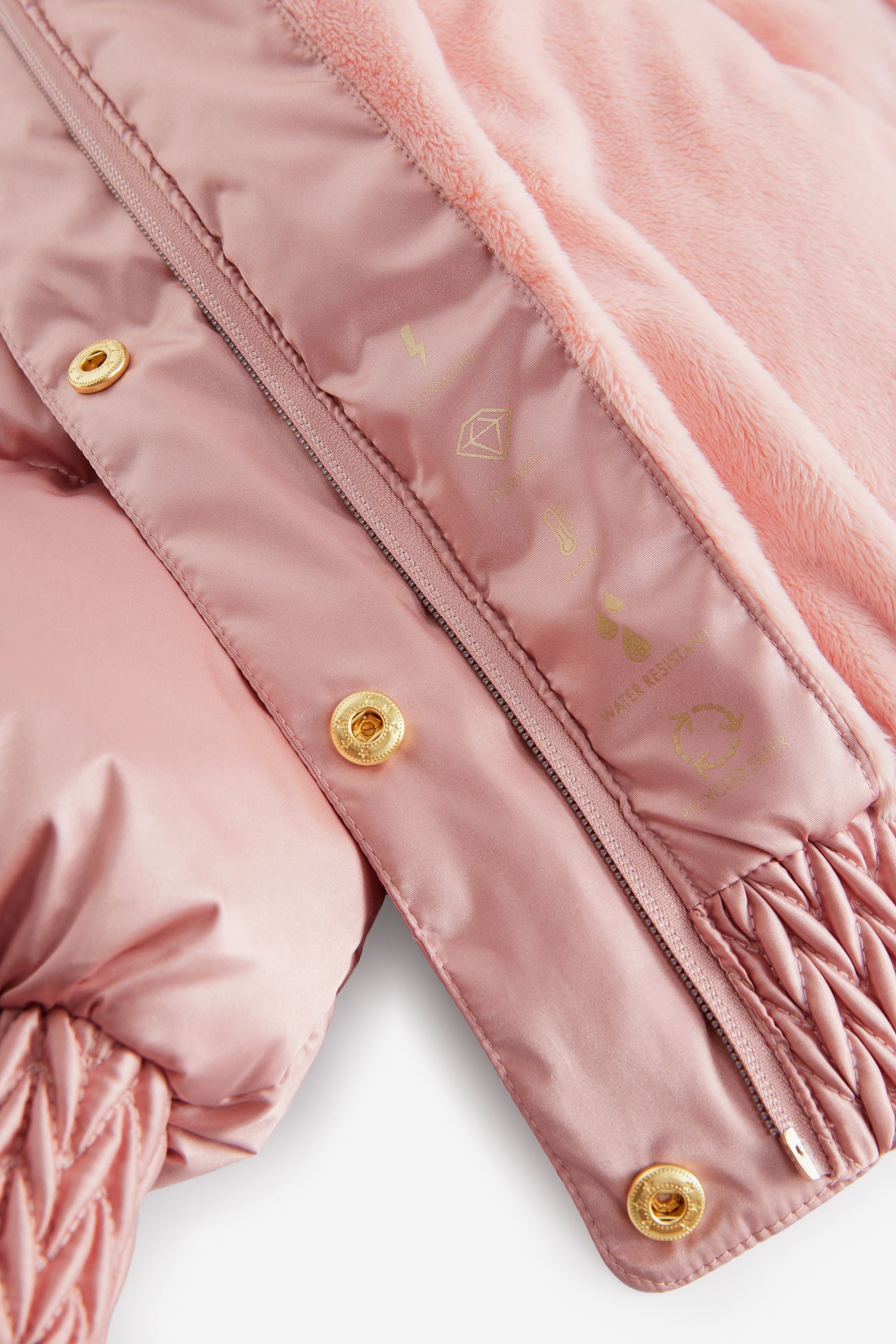 Baker by Ted Baker Pink Shower Resistant Bow Pocket Padded Coat