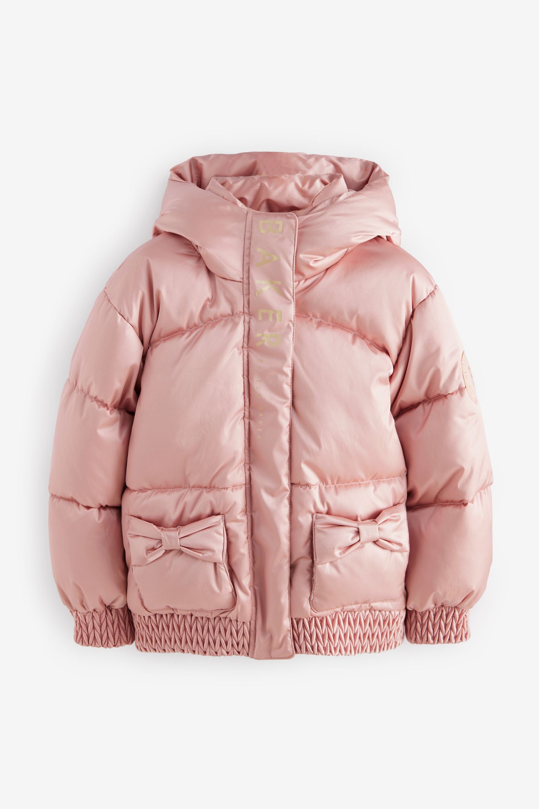 Baker by Ted Baker Pink Shower Resistant Bow Pocket Padded Coat