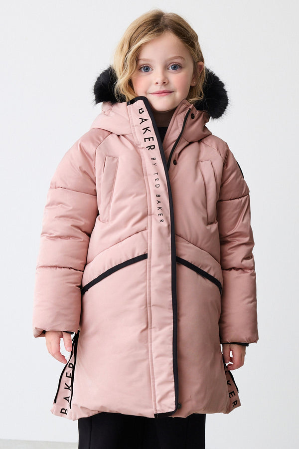 Pink Baker by Ted Baker Pink Shower Resistant Padded Longline Parka