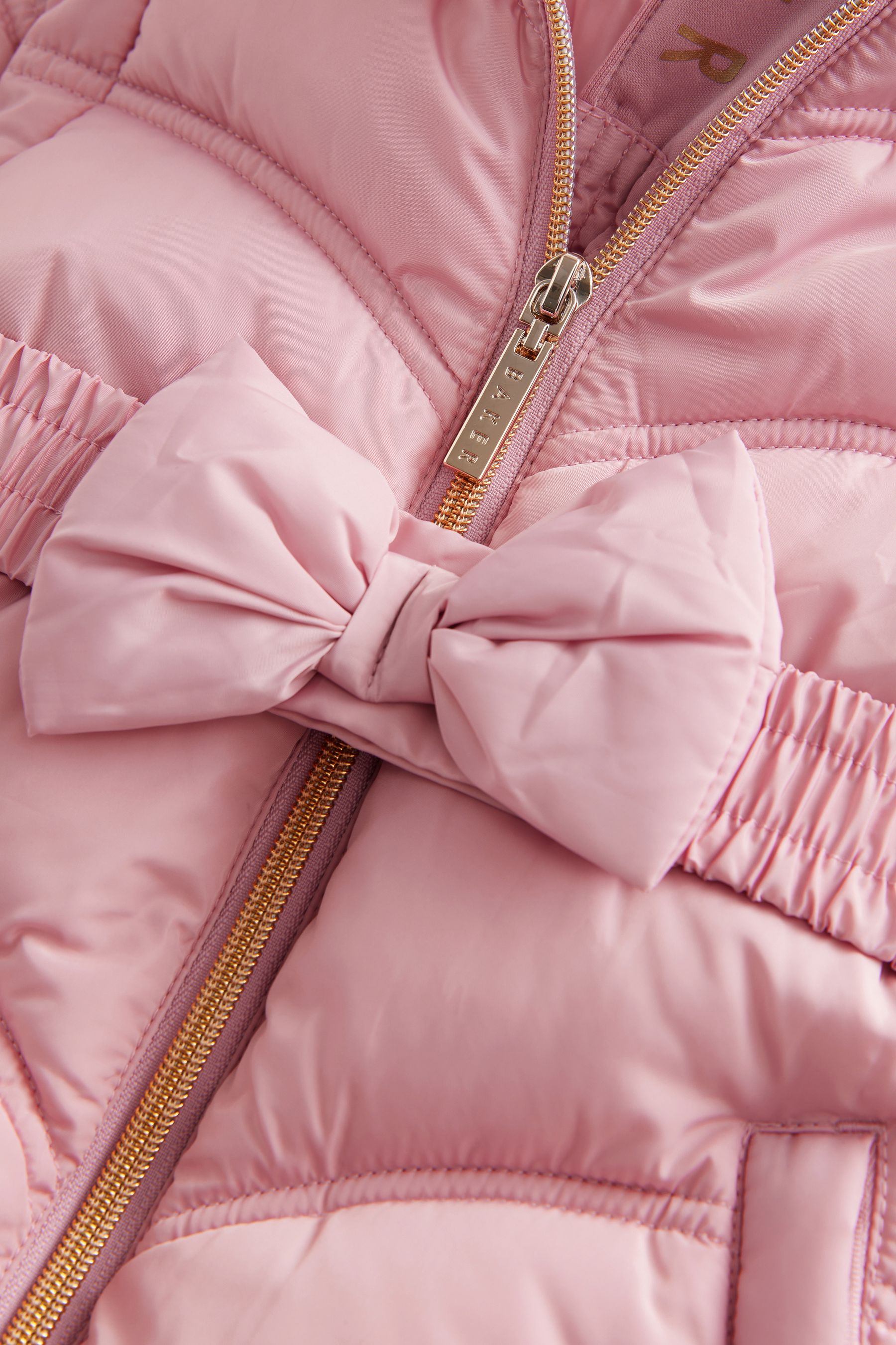 Baker by Ted Baker Shower Resistant Pink Bow Belted Padded Coat