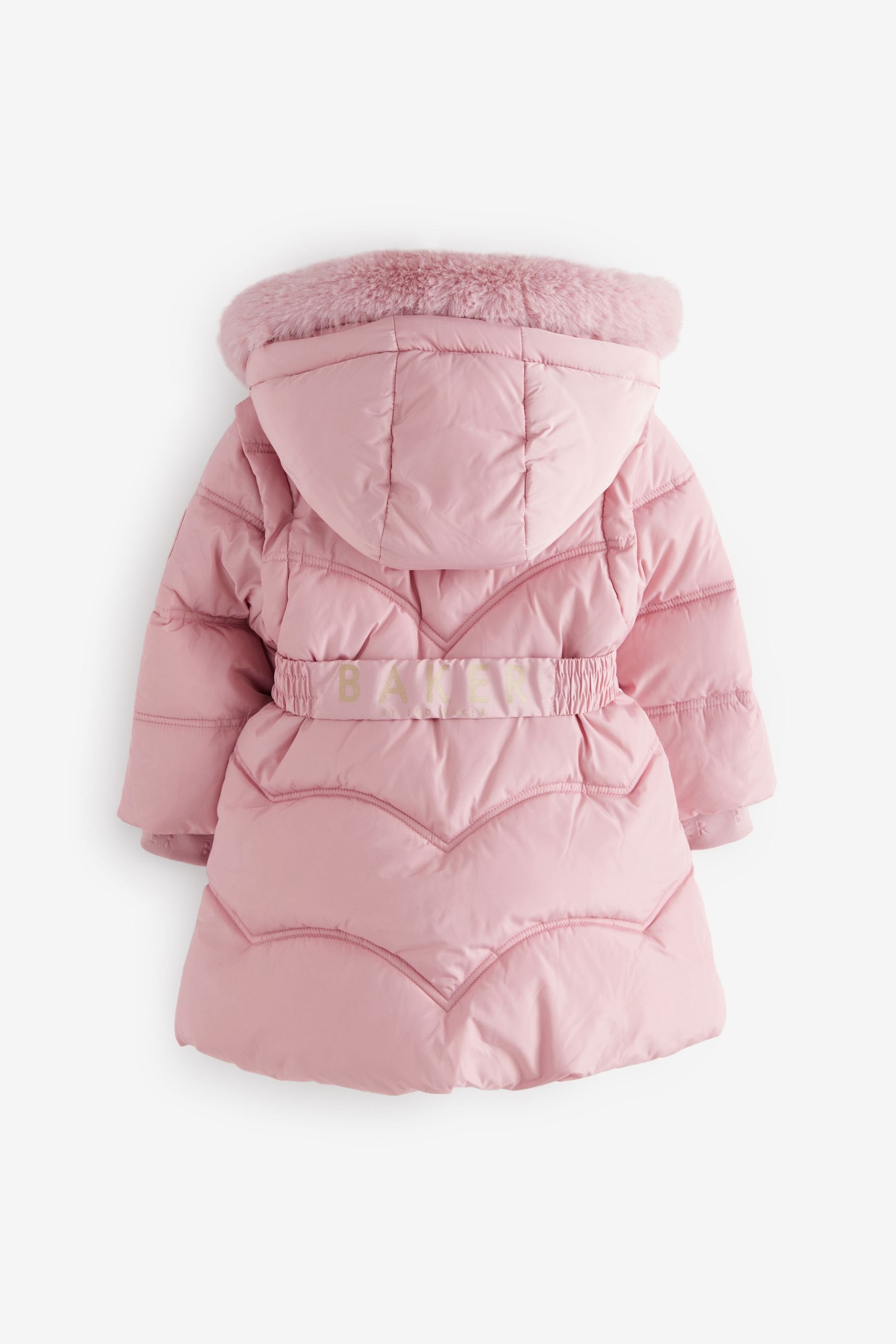 Baker by Ted Baker Shower Resistant Pink Bow Belted Padded Coat