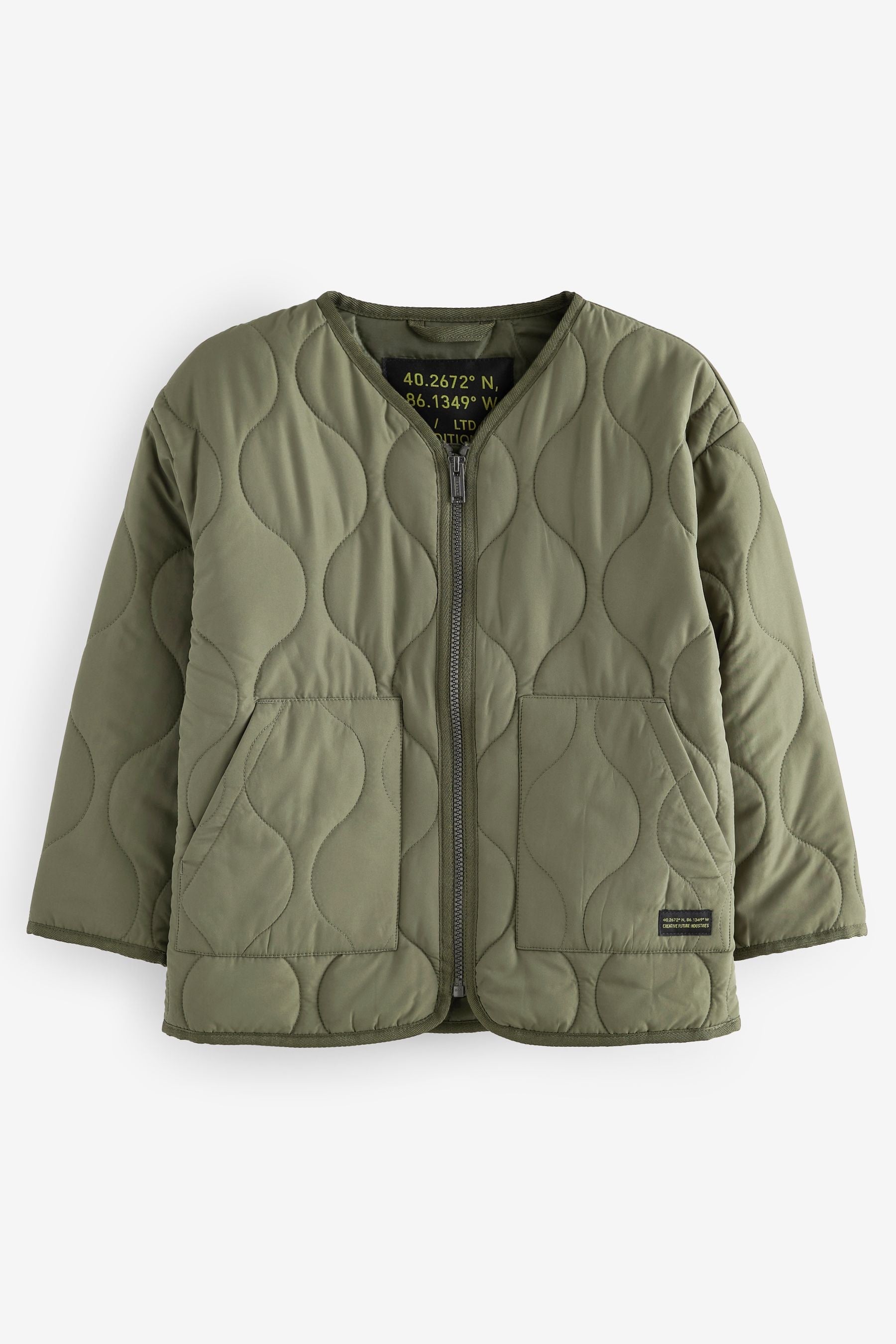 Khaki Green Quilted Onion Jacket (3-17yrs)