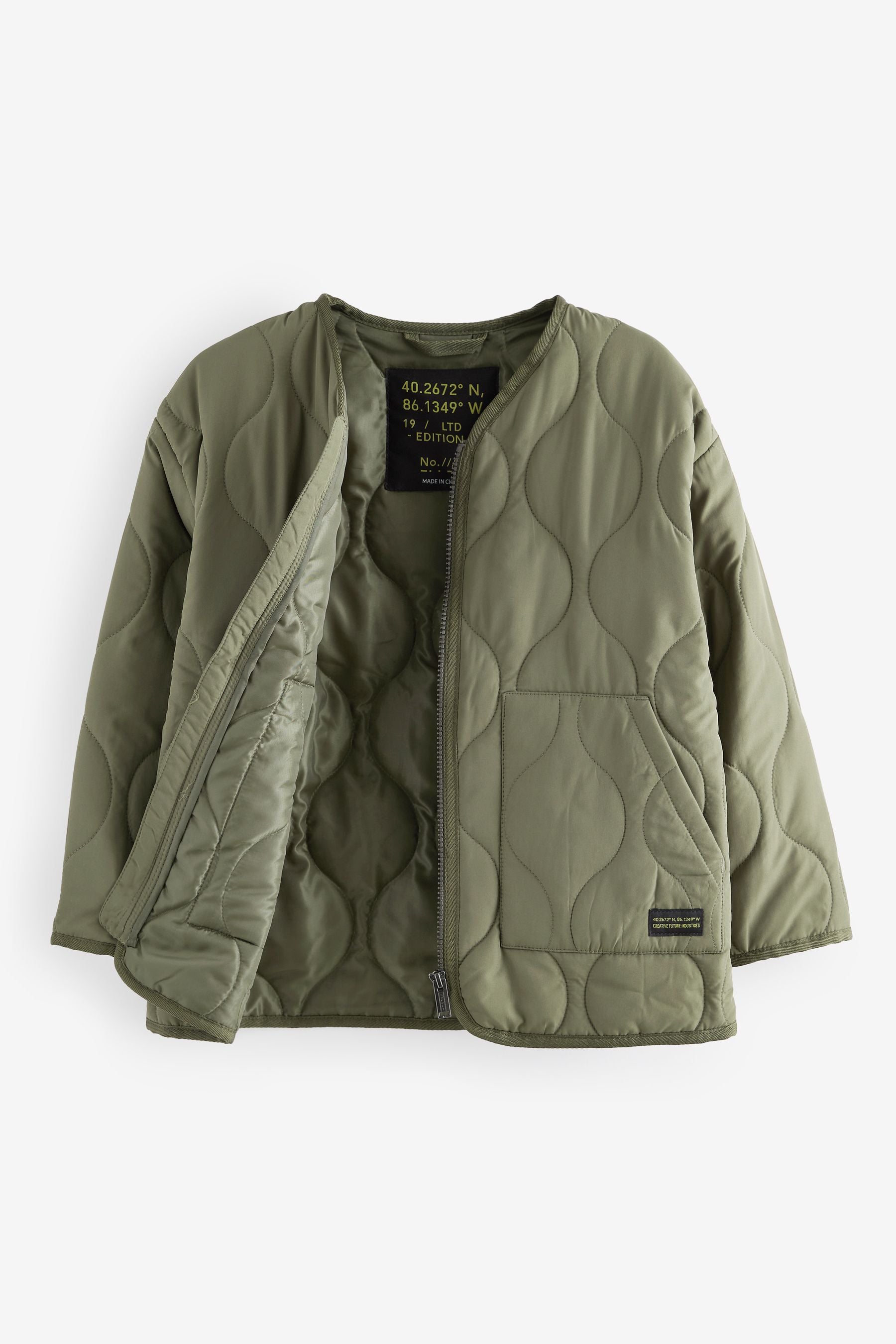 Khaki Green Quilted Onion Jacket (3-17yrs)