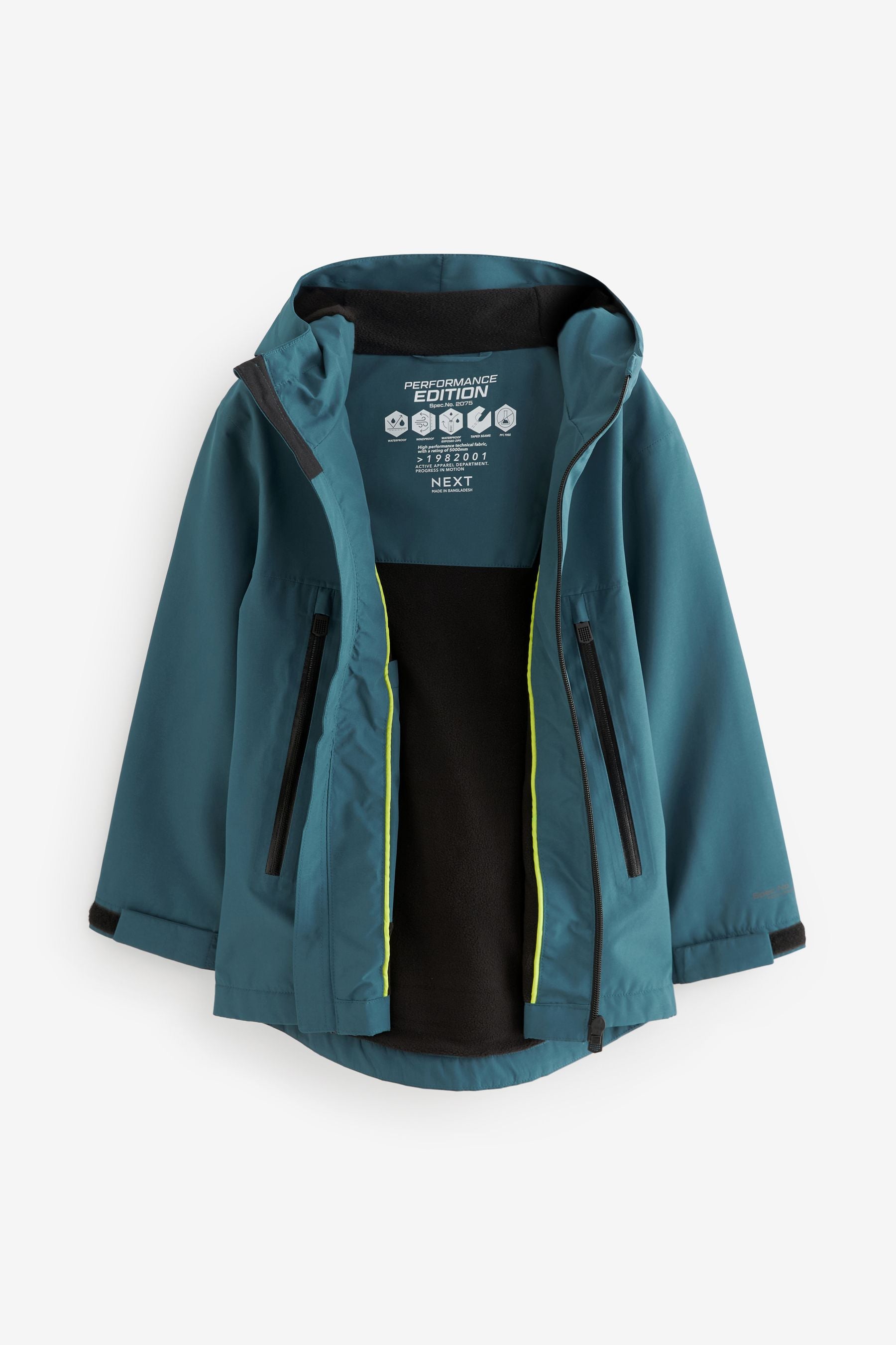 Blue Waterproof Fleece Hooded Lined Coat (3-17yrs)