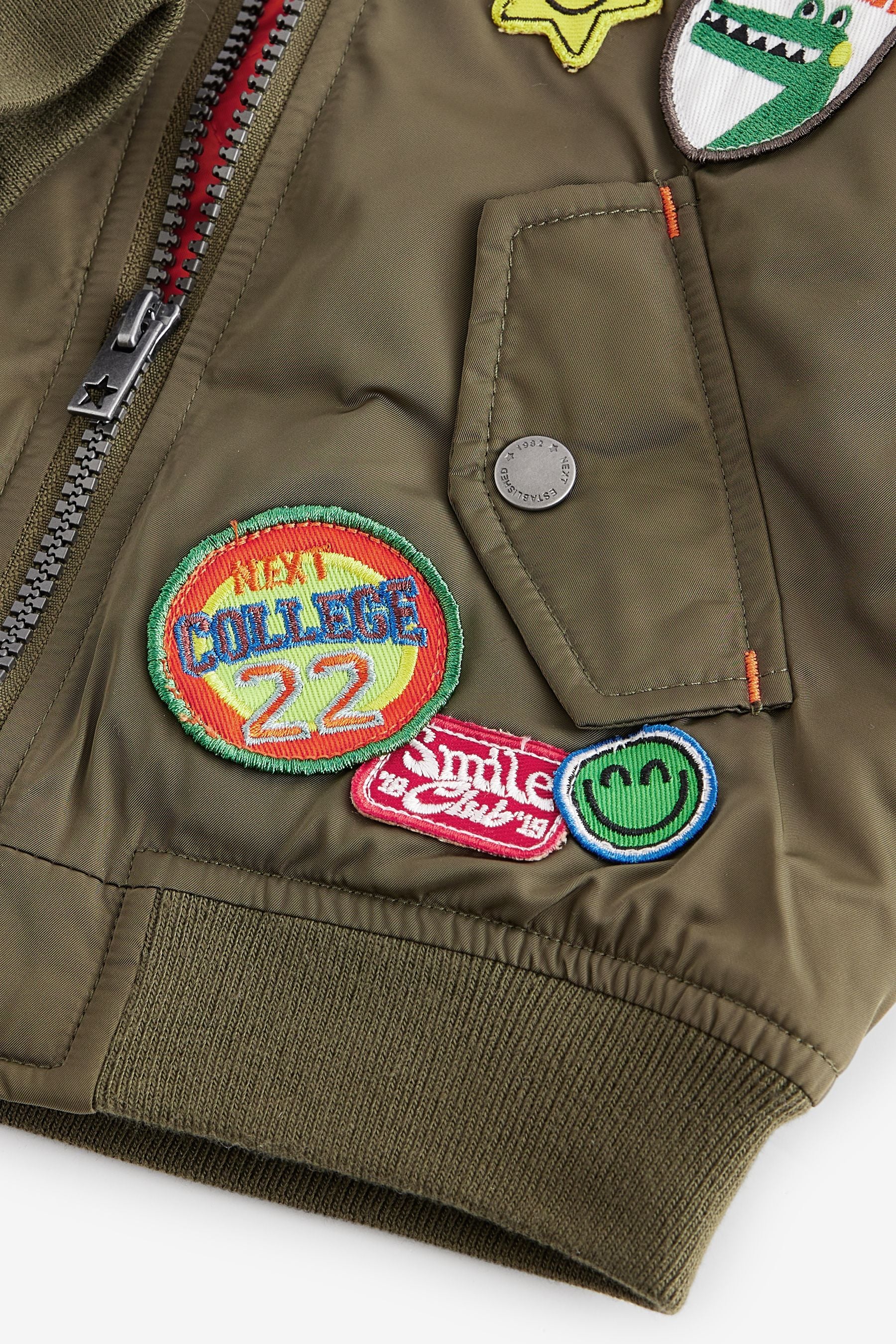 Khaki Green Badged Bomber Jacket with Jersey Hood (3mths-7yrs)