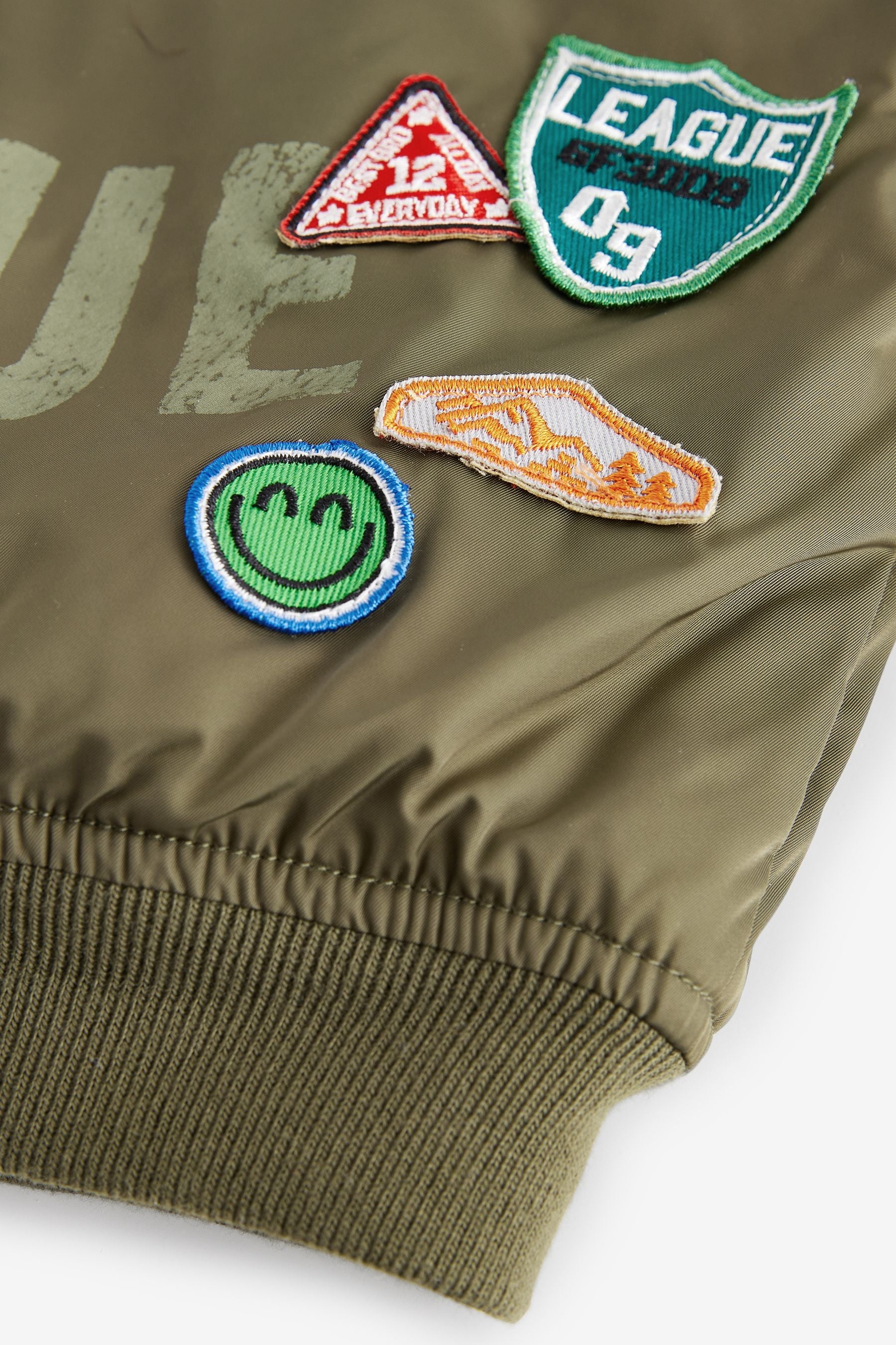 Khaki Green Badged Bomber Jacket with Jersey Hood (3mths-7yrs)