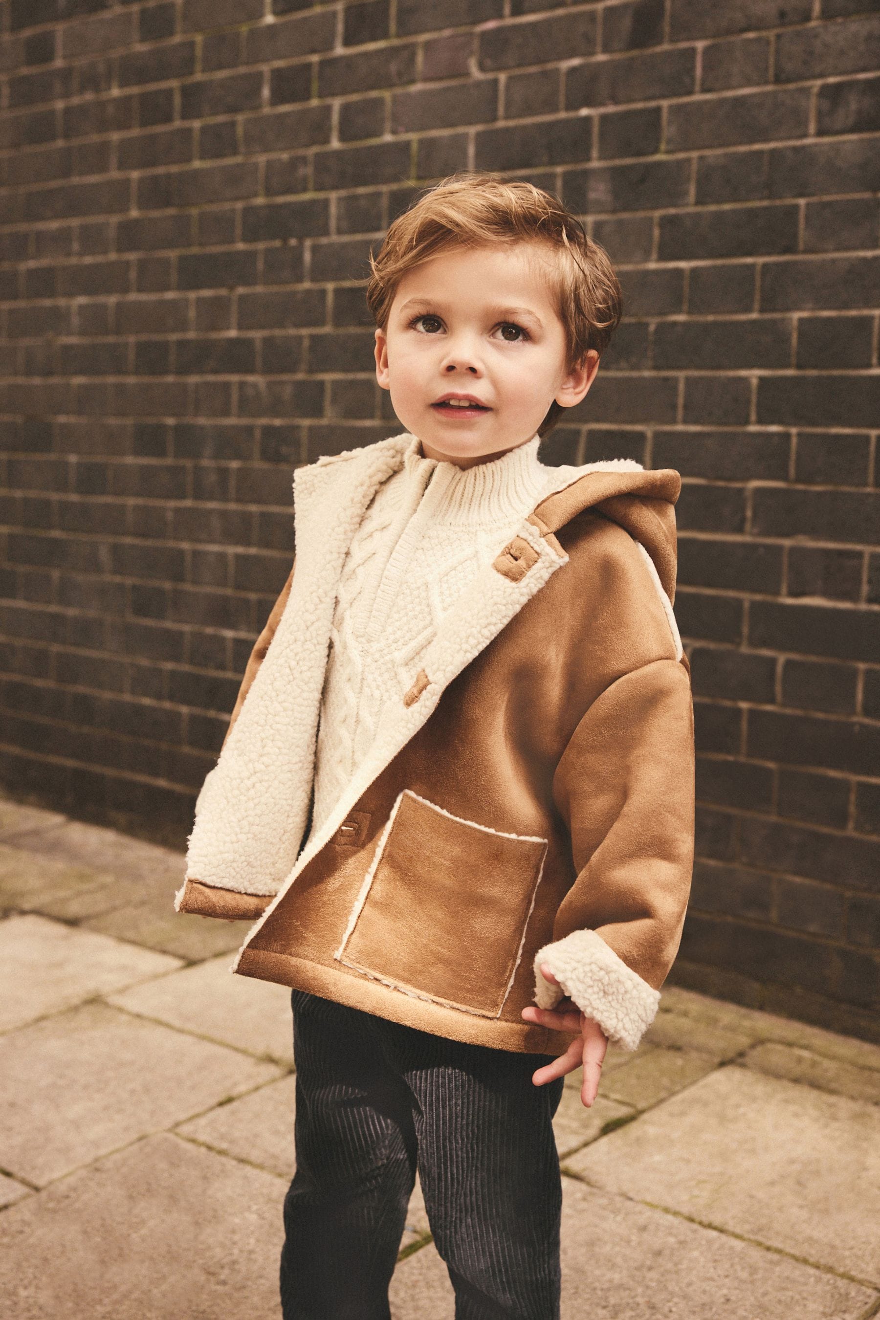 Tan Brown Shearling Coat (3mths-7yrs)