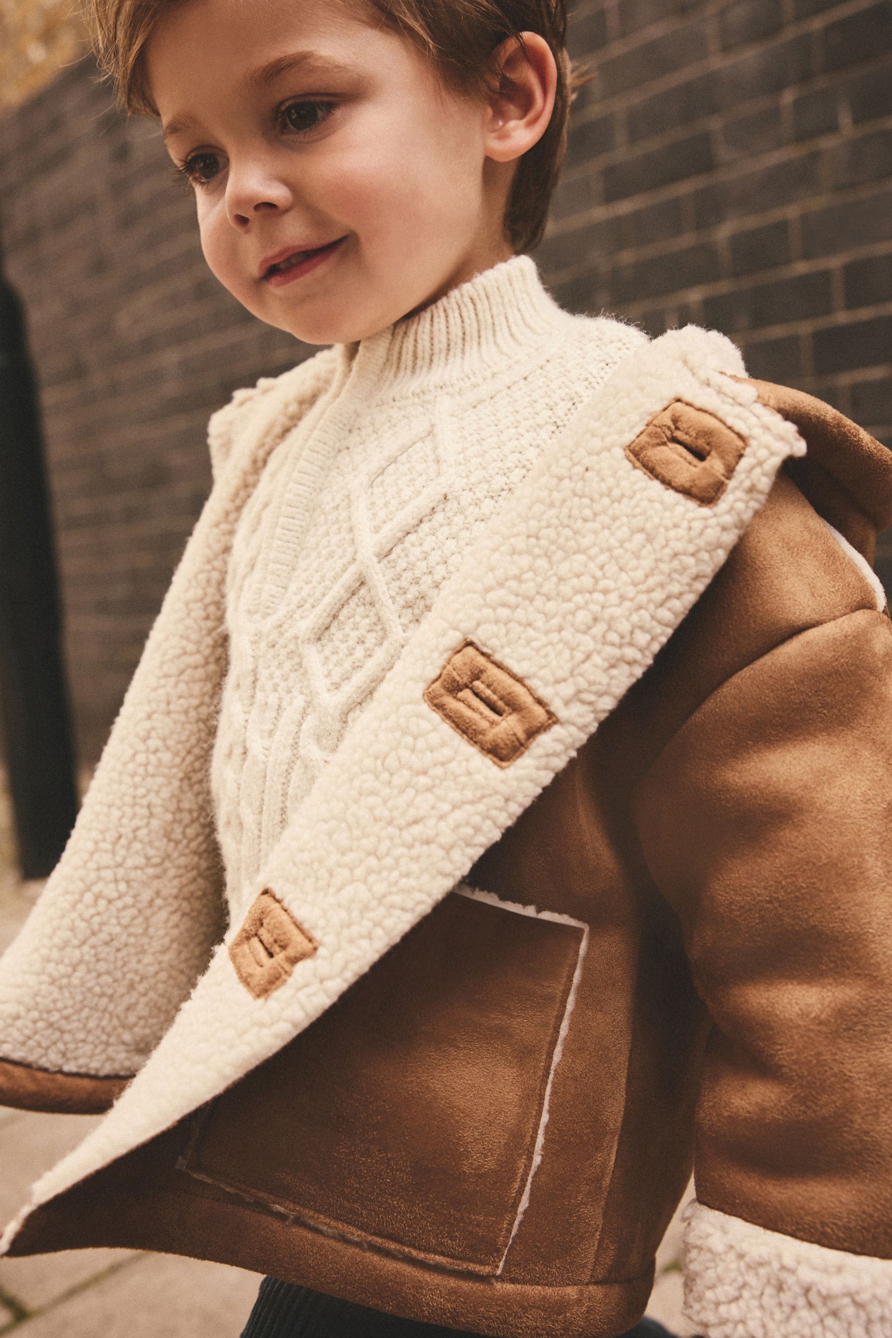 Tan Brown Shearling Coat (3mths-7yrs)