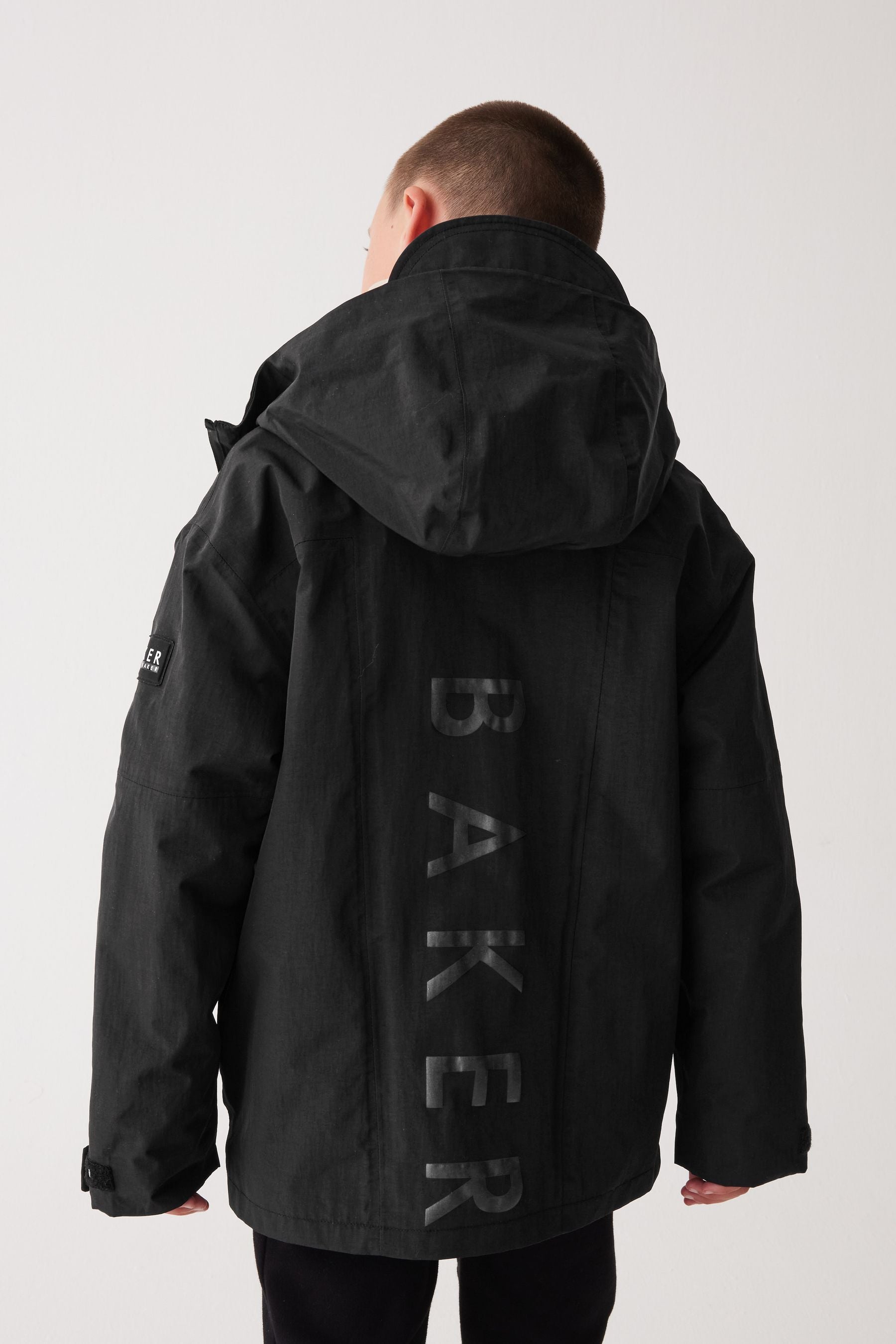 Baker by Ted Baker Black Waterproof Lightweight Rain Jacket