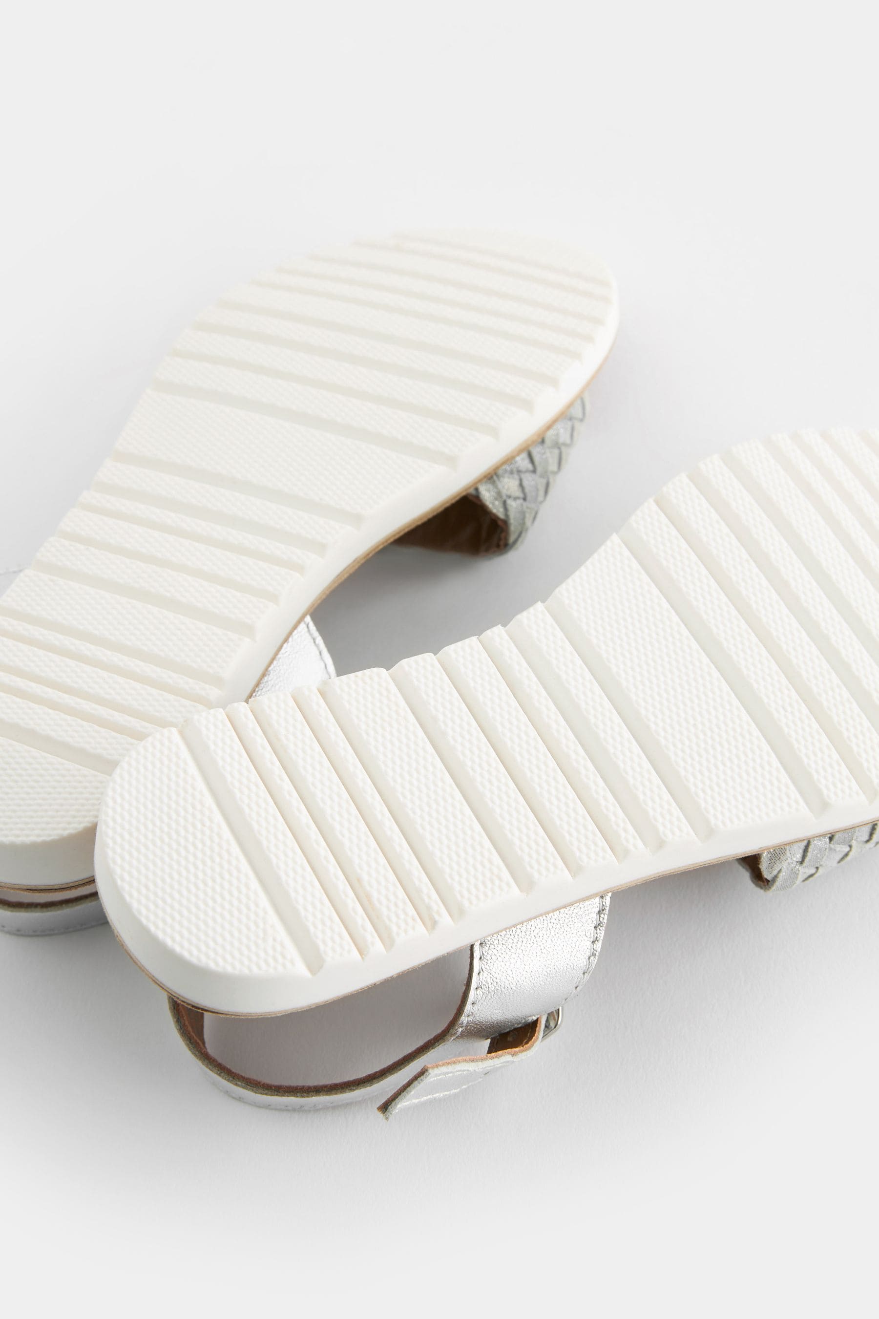 Silver Leather Woven Sandals