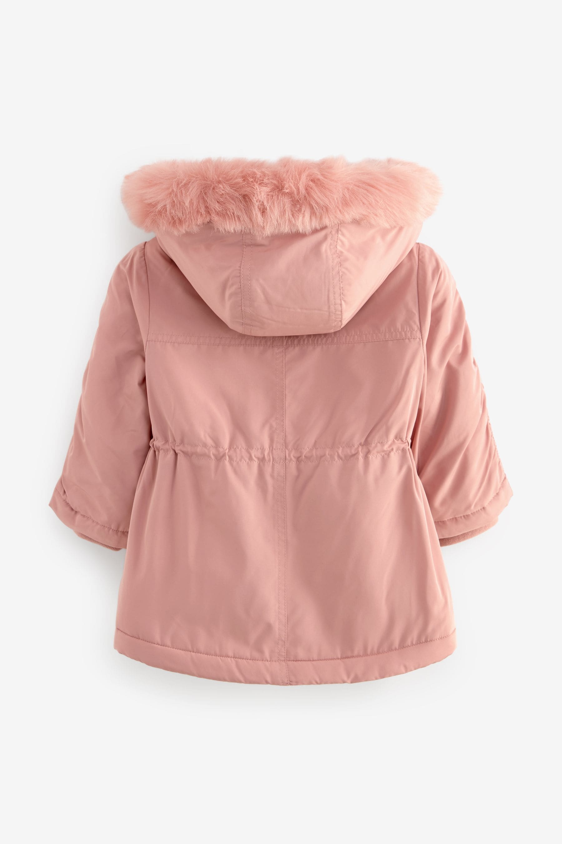 Pink Shower Resistant Frill Pocket Parka Coat (3mths-7yrs)