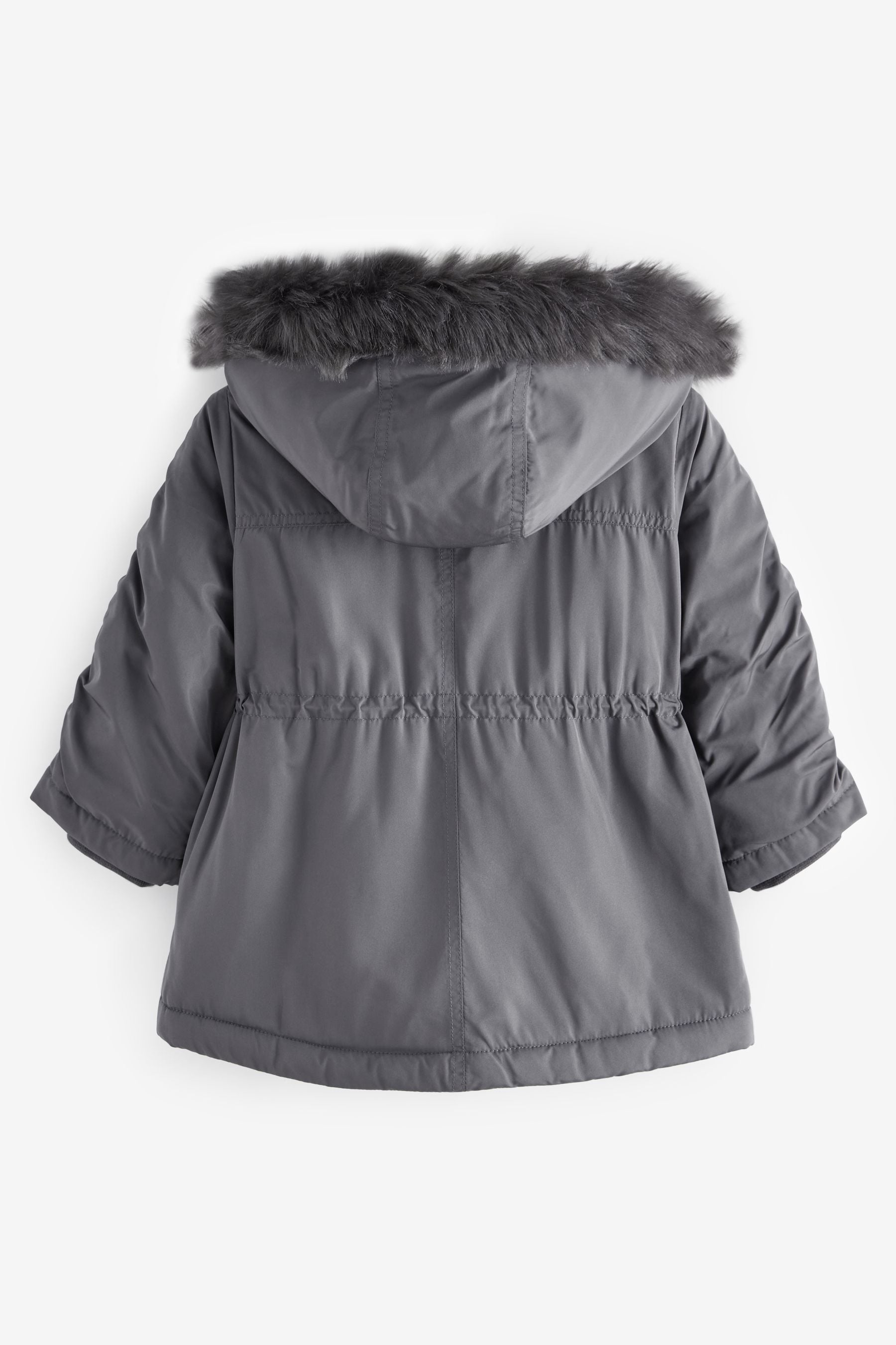 Charcoal Grey Shower Resistant Frill Pocket Parka Coat (3mths-7yrs)