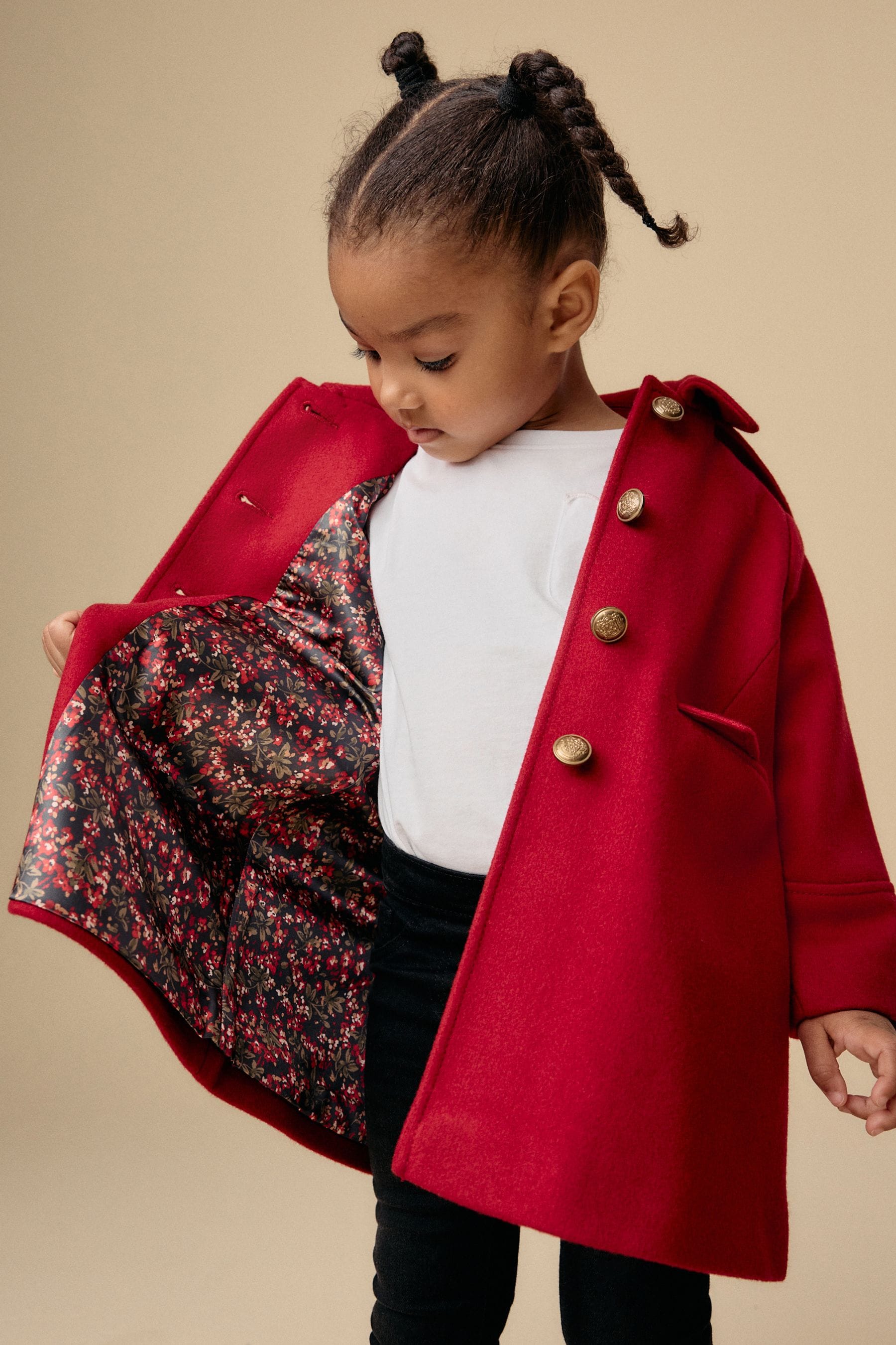 Red Double Breasted Wool Mix Coat (3mths-10yrs)