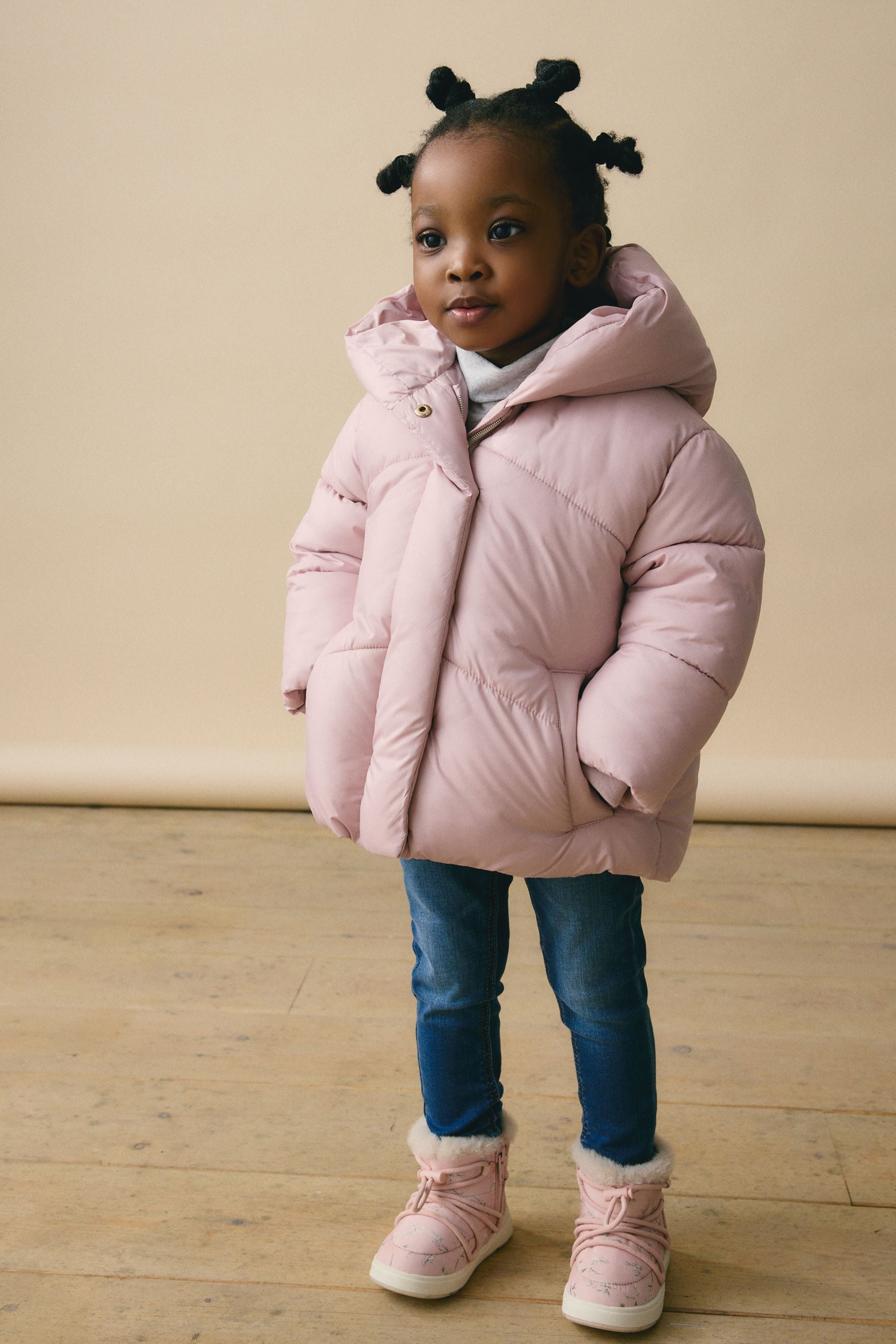 Pink Shower Resistant Faux Fur Lined Hooded Padded Coat (3mths-7yrs)