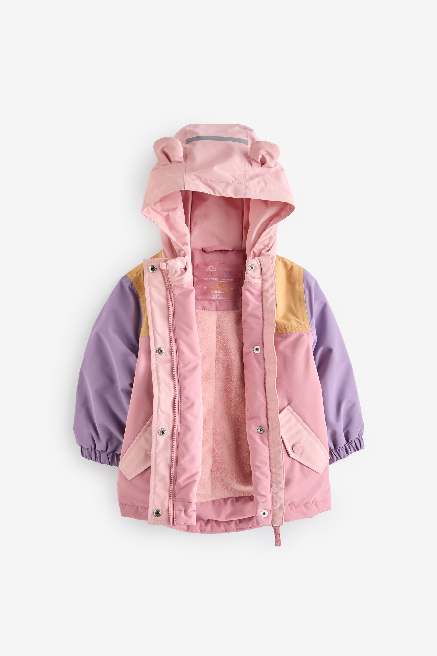 Pink Waterproof Colourblock Jacket (3mths-7yrs)