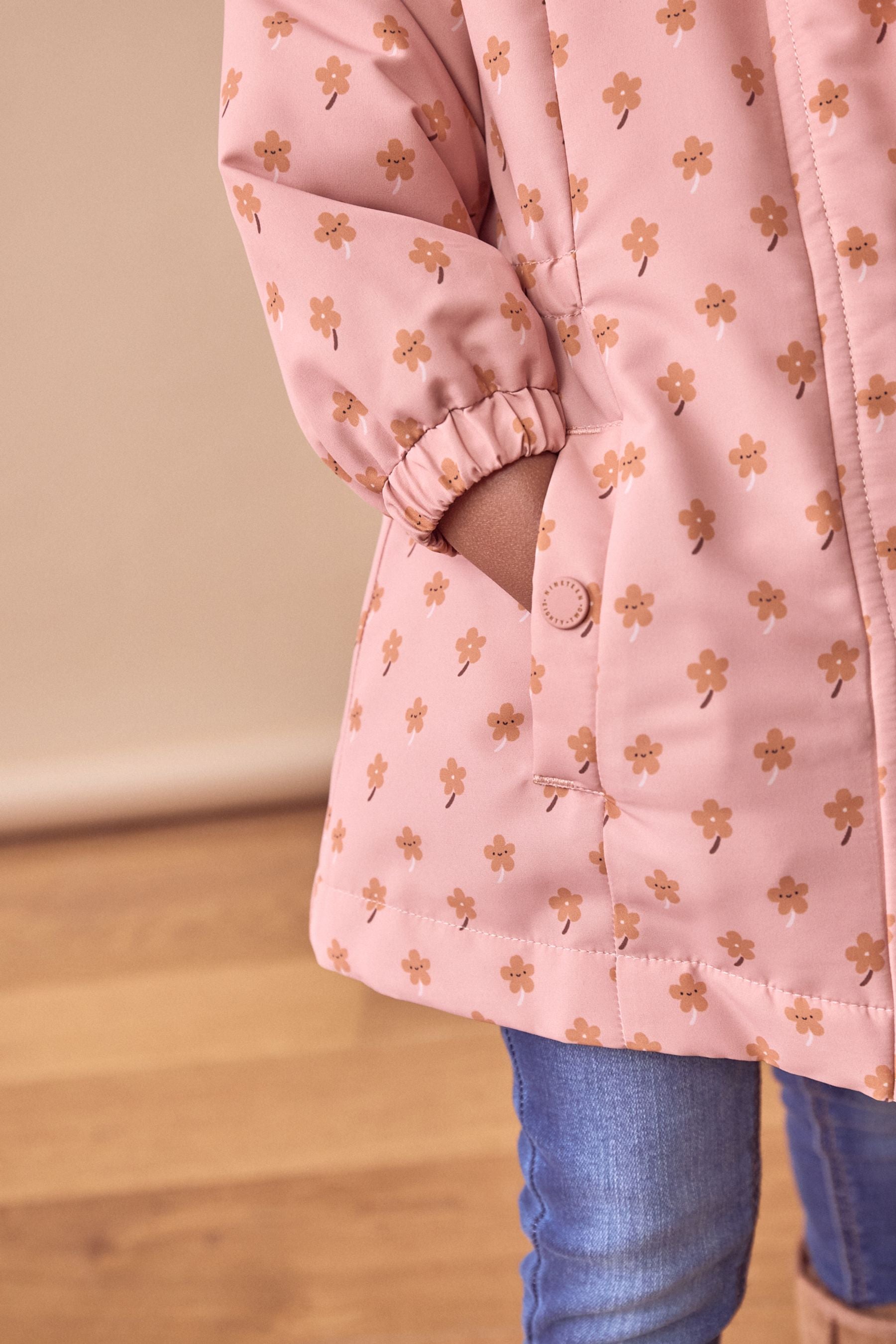 Pink Shower Resistant AOP Skirted Coat (3mths-7yrs)