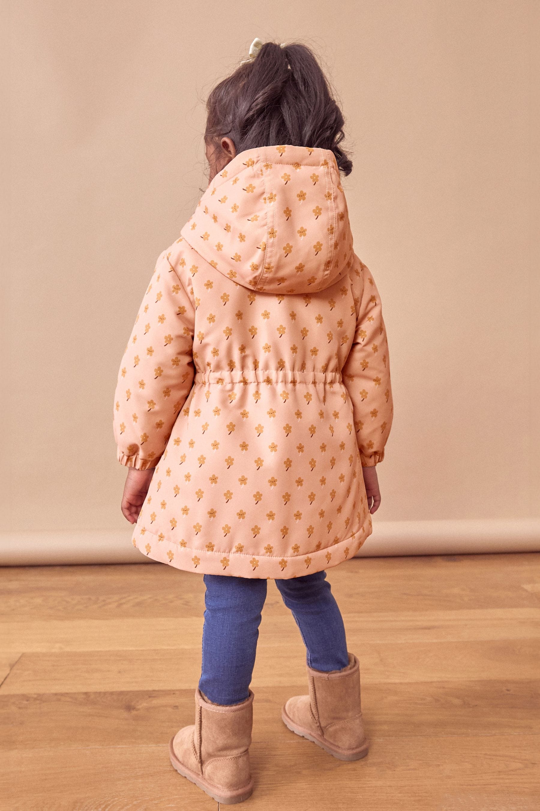 Pink Shower Resistant AOP Skirted Coat (3mths-7yrs)