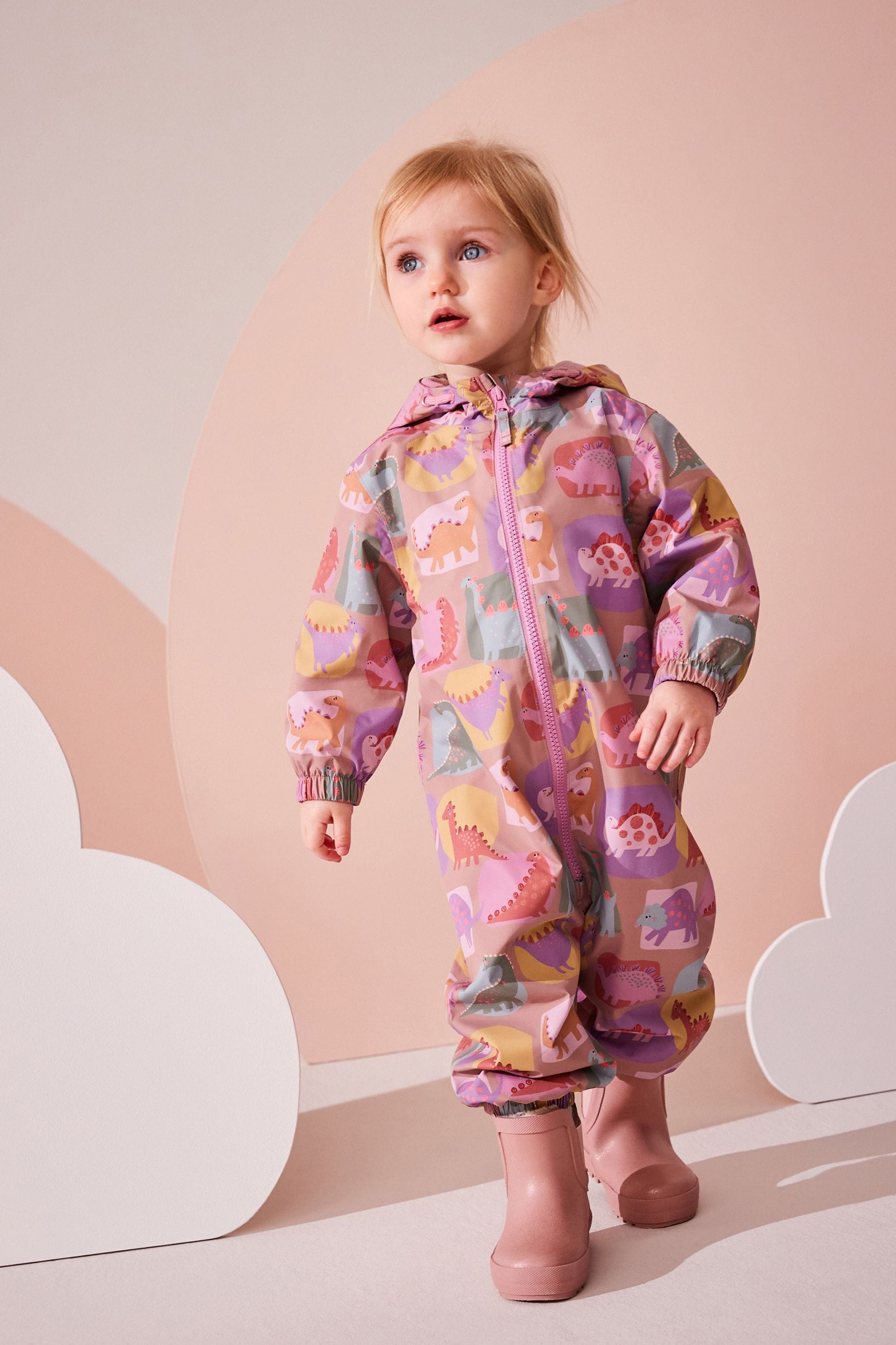 Multi Dino Waterproof Fleece Lined Puddlesuit (3mths-7yrs)