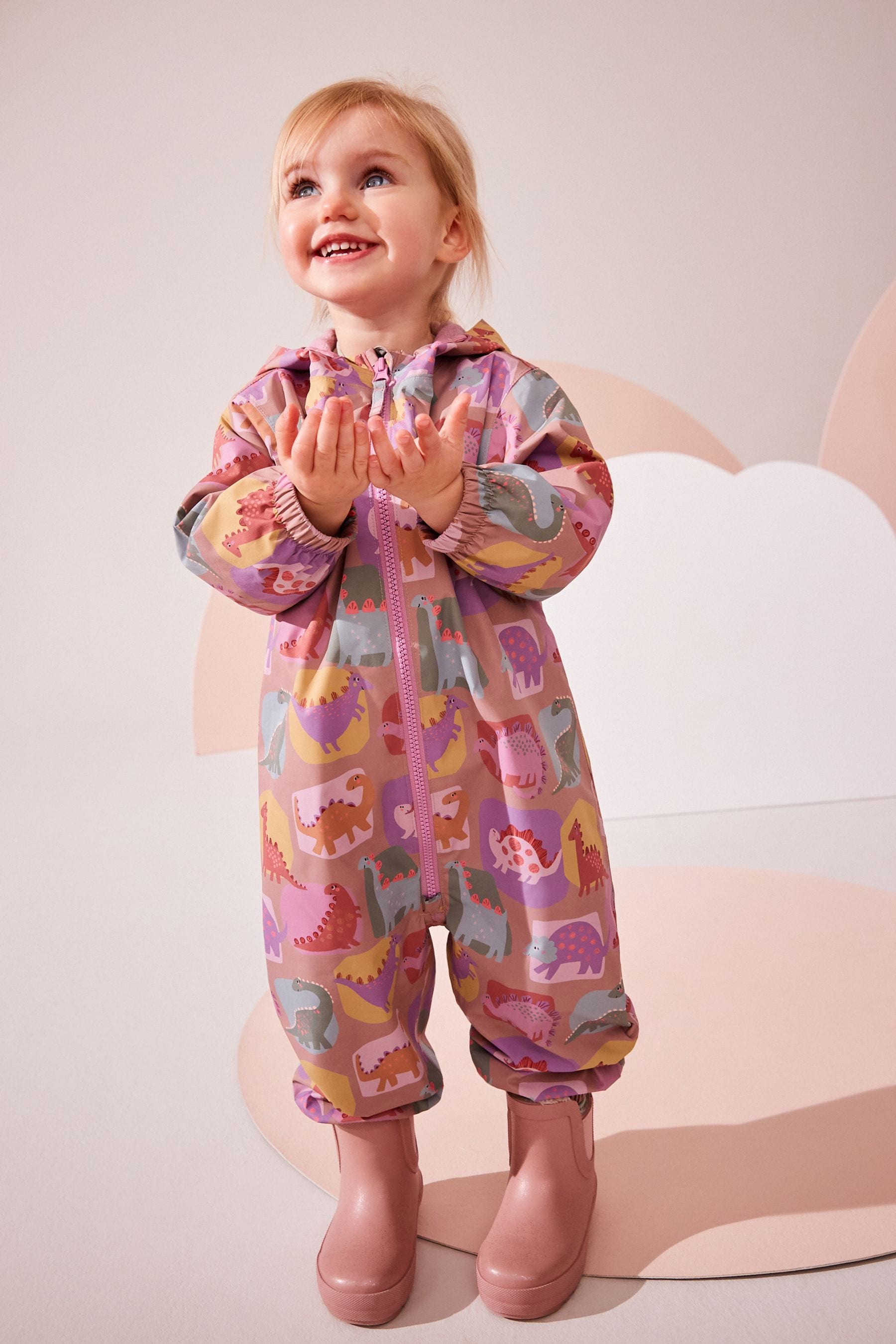 Multi Dino Waterproof Fleece Lined Puddlesuit (3mths-7yrs)