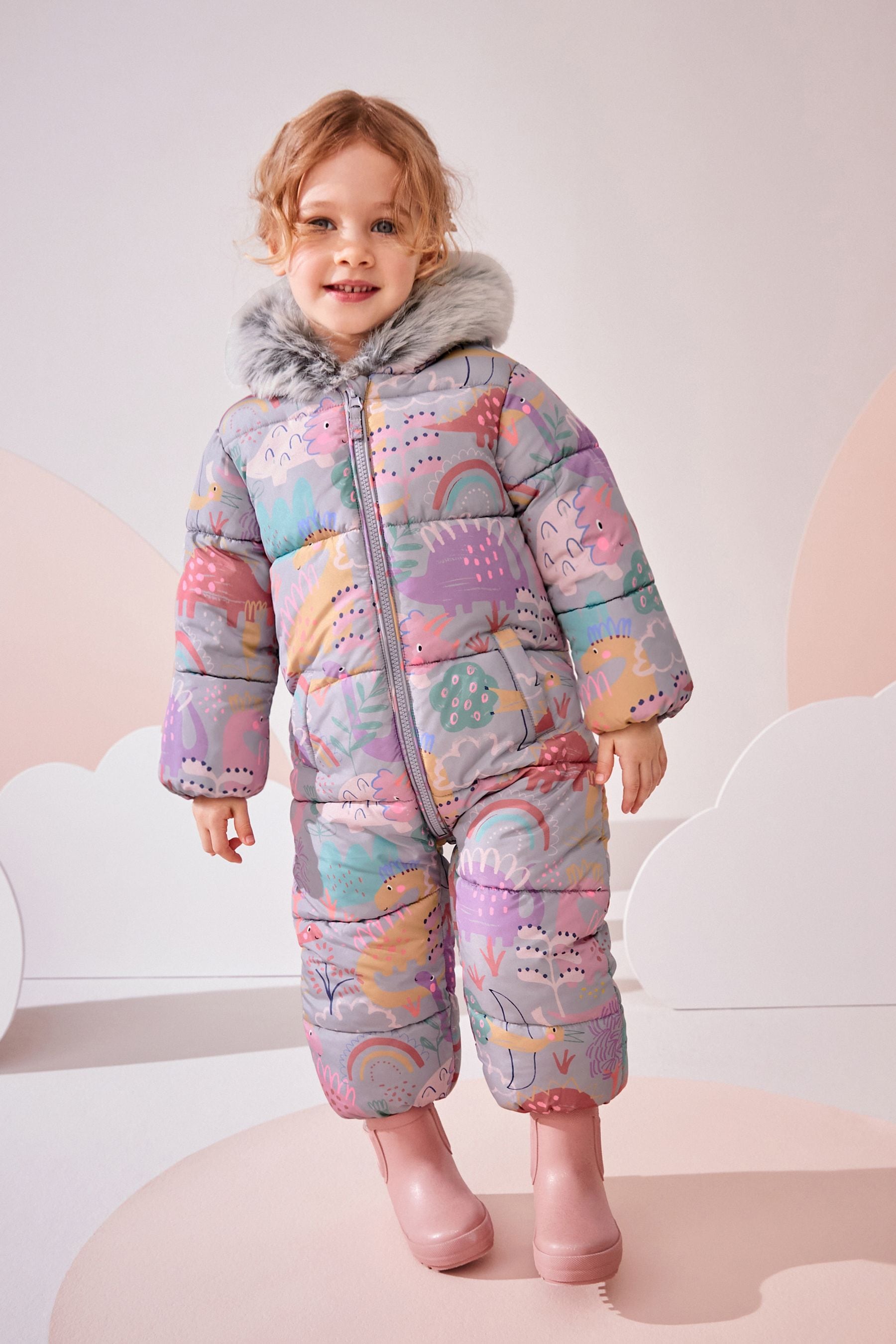 Multi Dinosaur Shower Resistant Printed Snowsuit (3mths-7yrs)