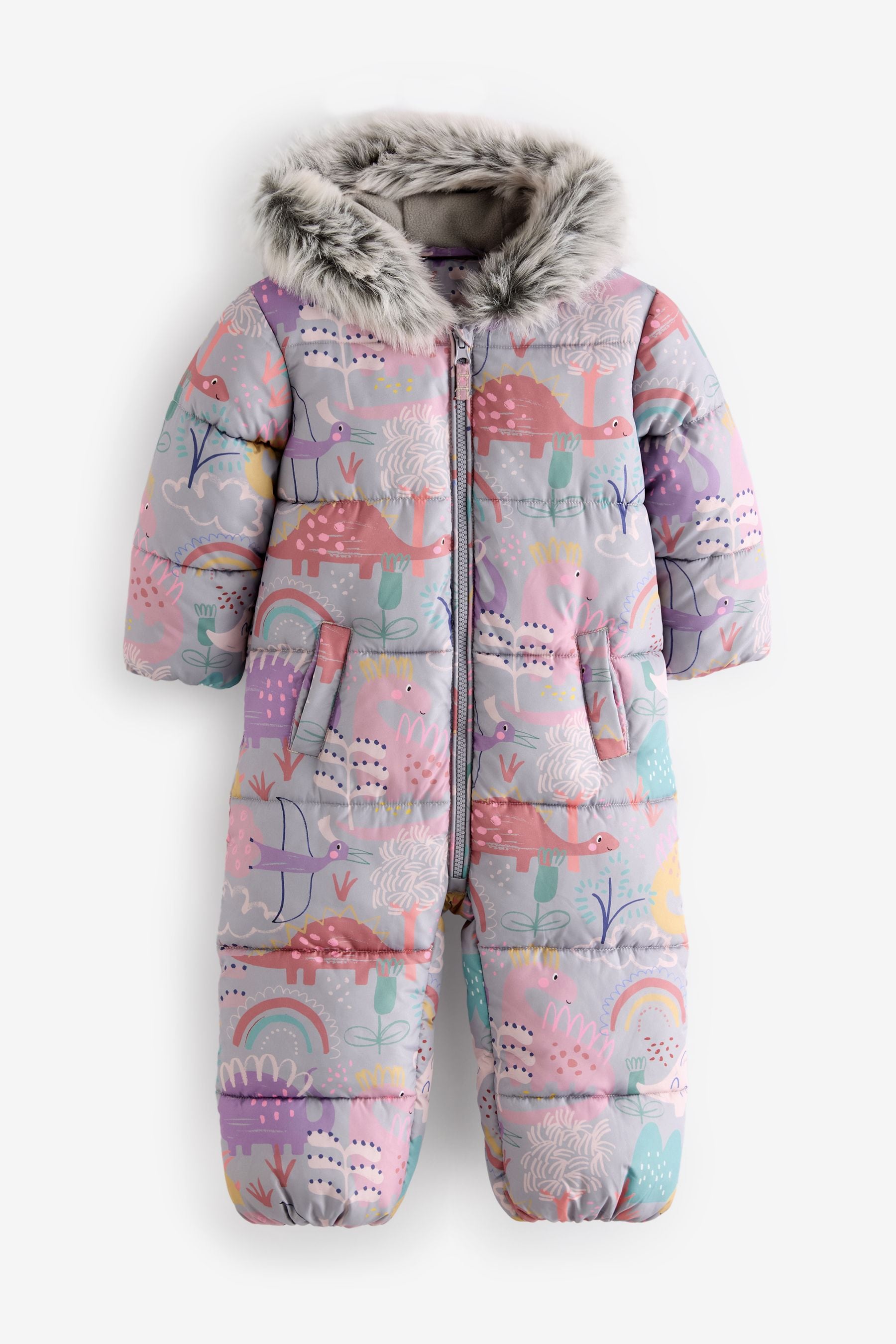 Multi Dinosaur Shower Resistant Printed Snowsuit (3mths-7yrs)