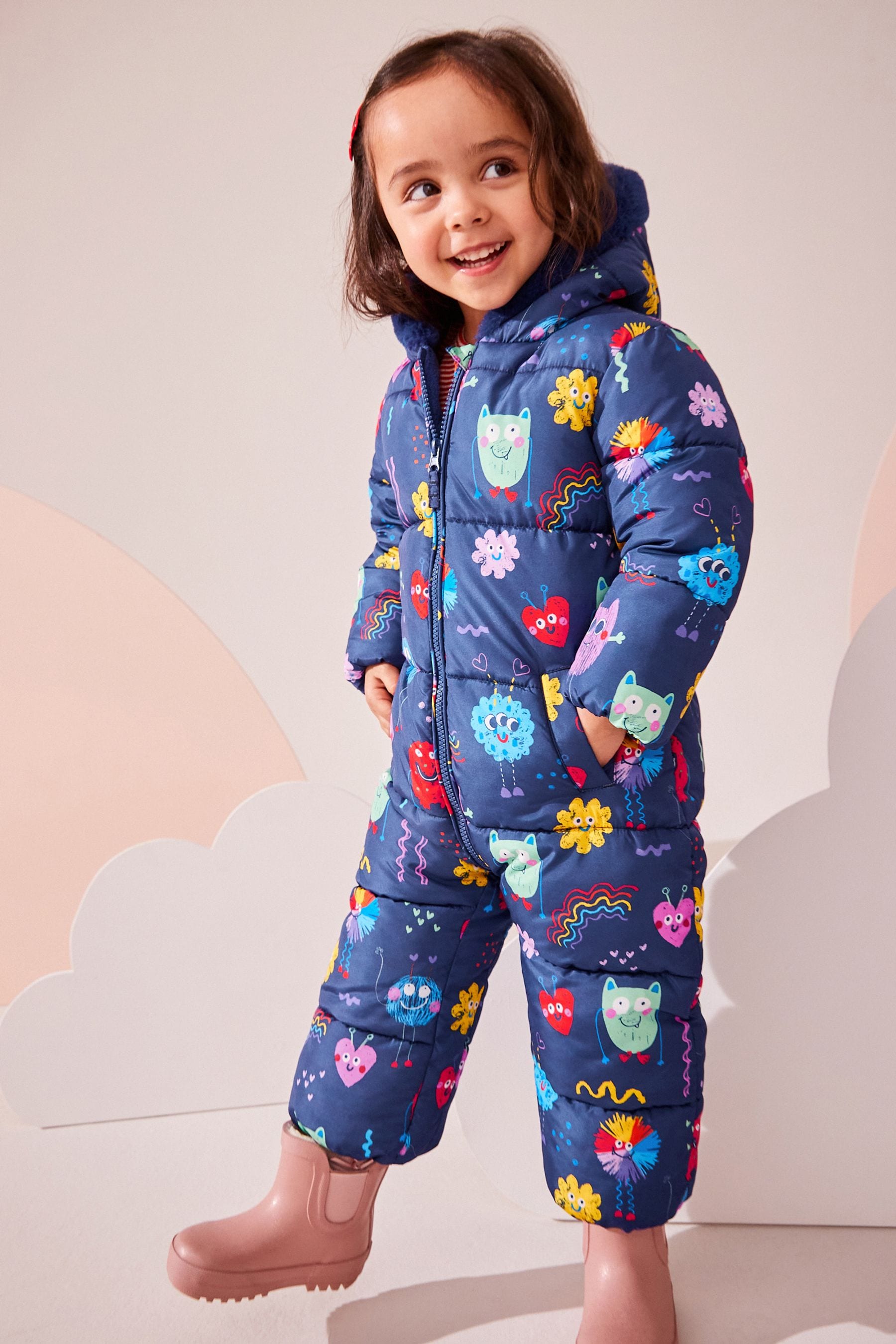 Navy Character Shower Resistant Printed Snowsuit (3mths-7yrs)