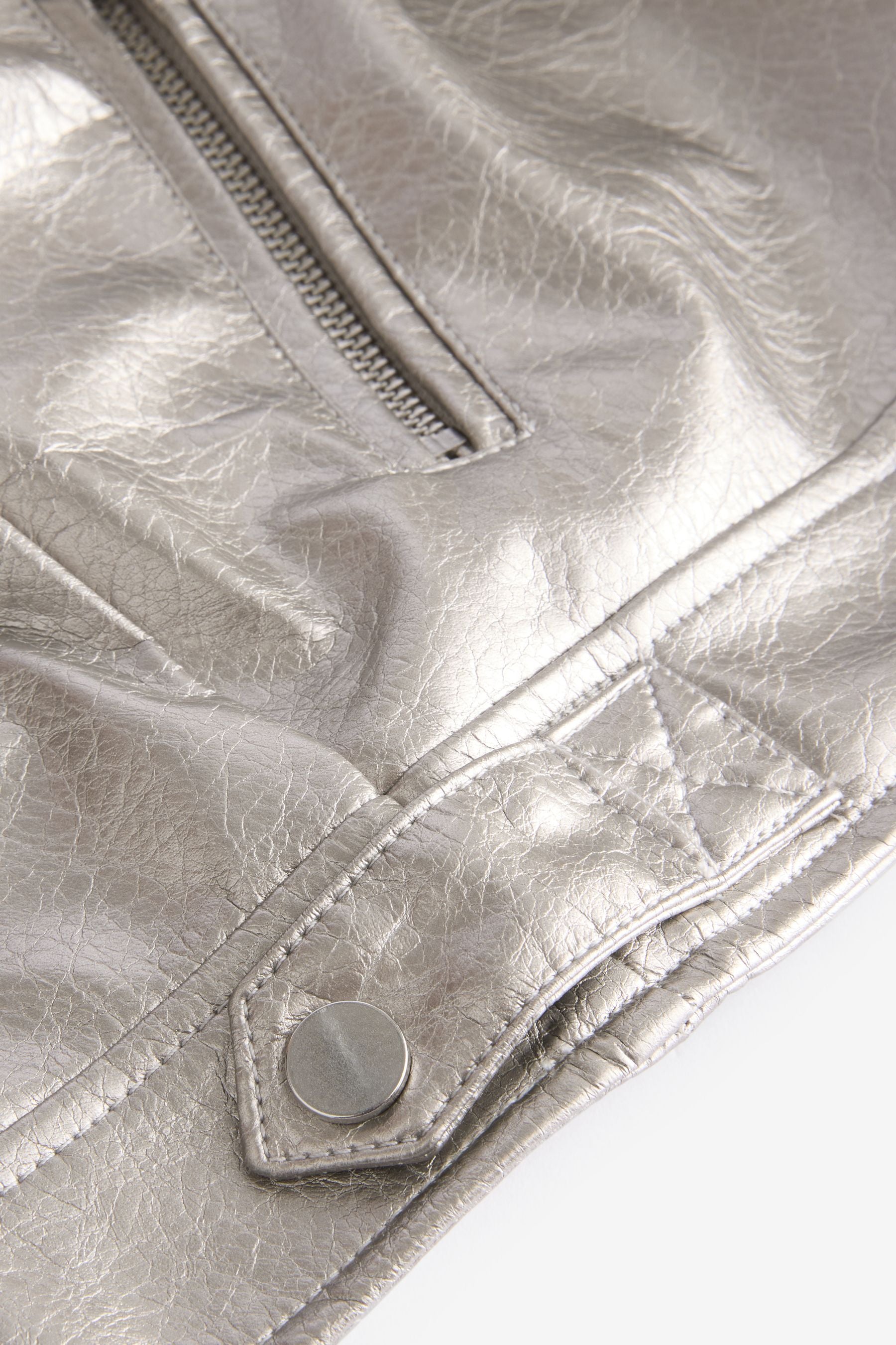 Silver PU Biker Jacket (3-16yrs)