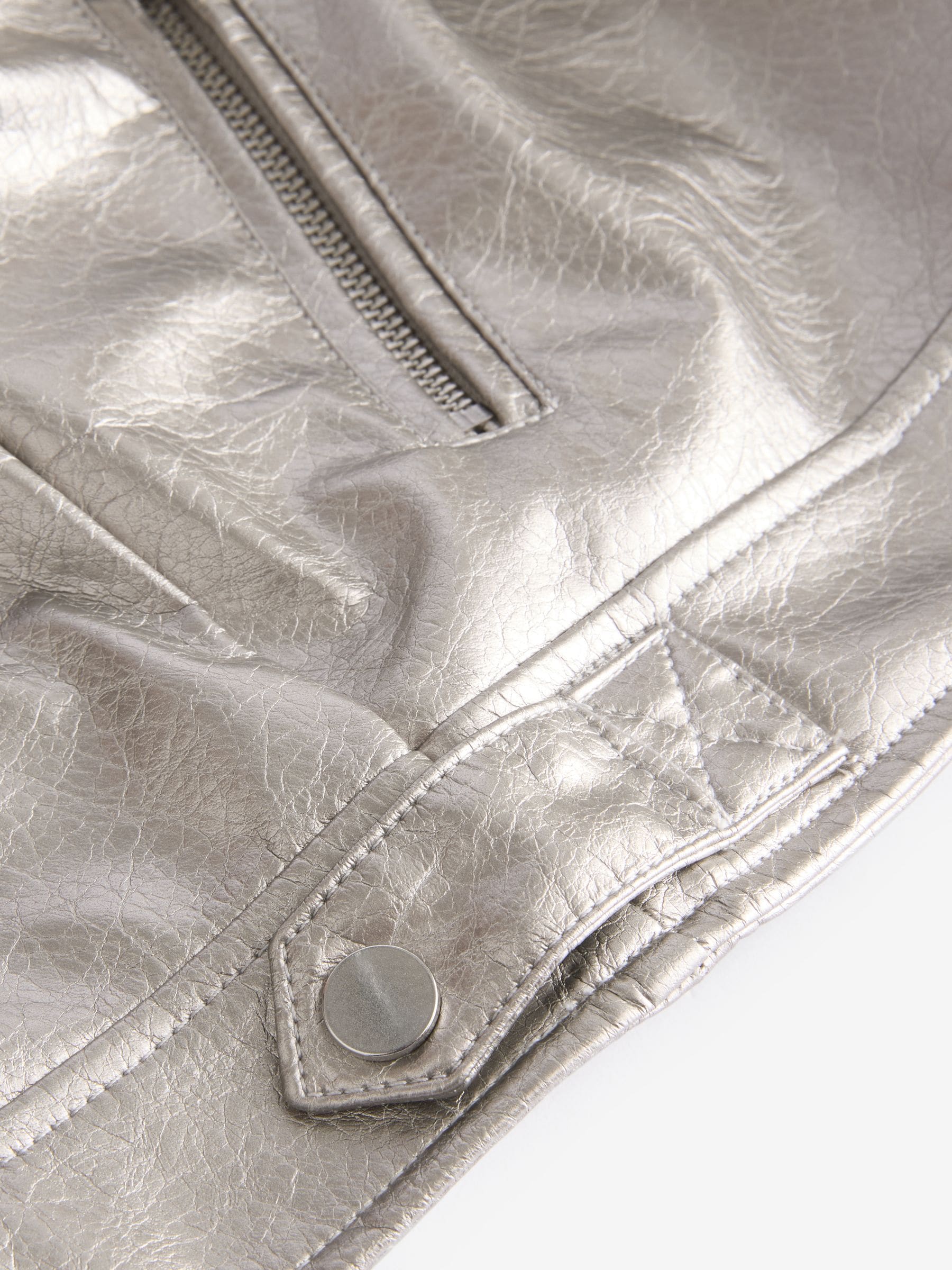 Silver PU Biker Jacket (3-16yrs)