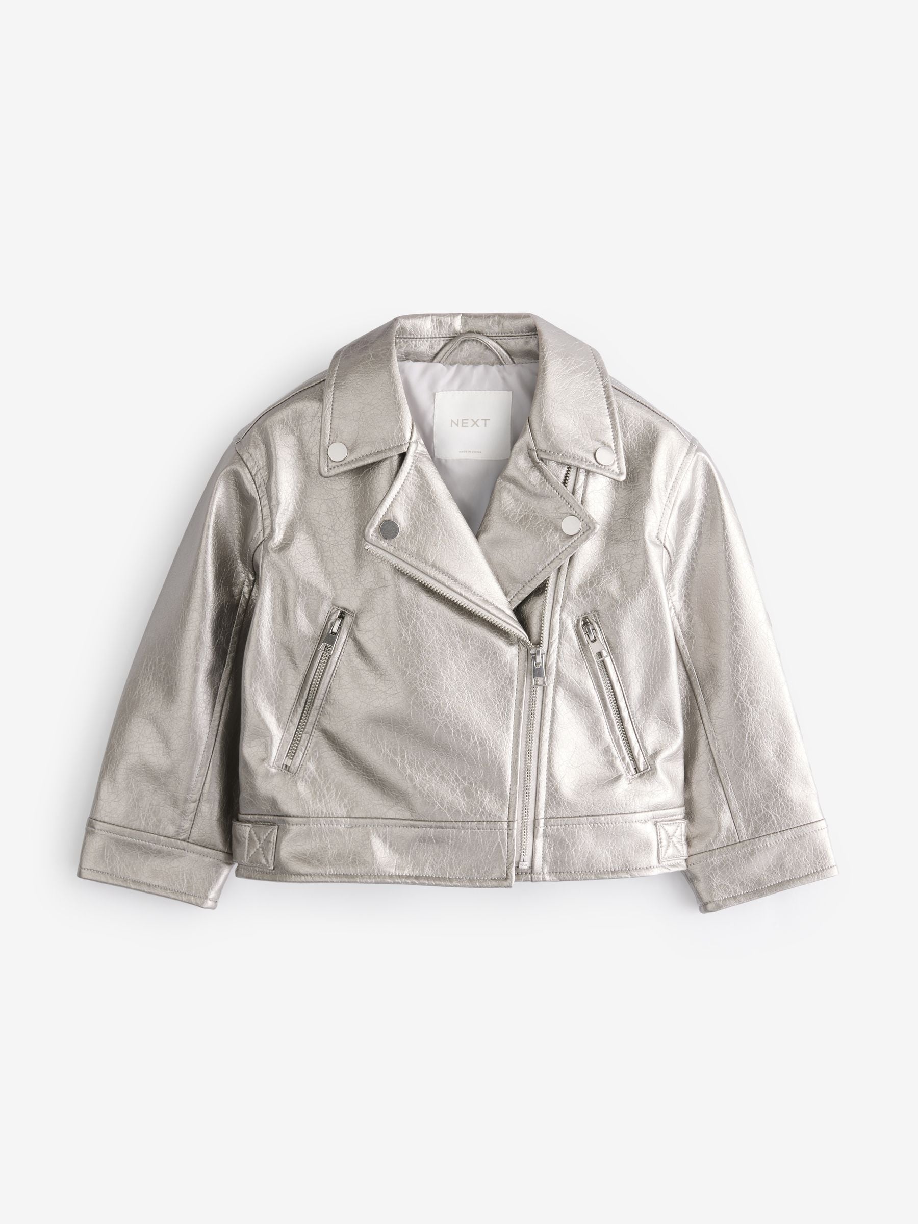 Silver PU Biker Jacket (3-16yrs)