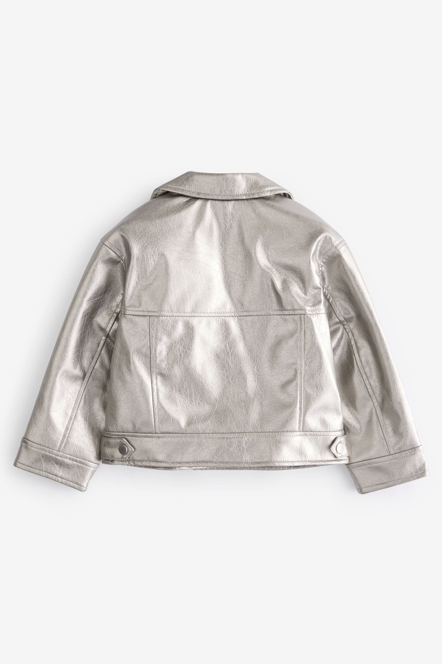 Silver PU Biker Jacket (3-16yrs)