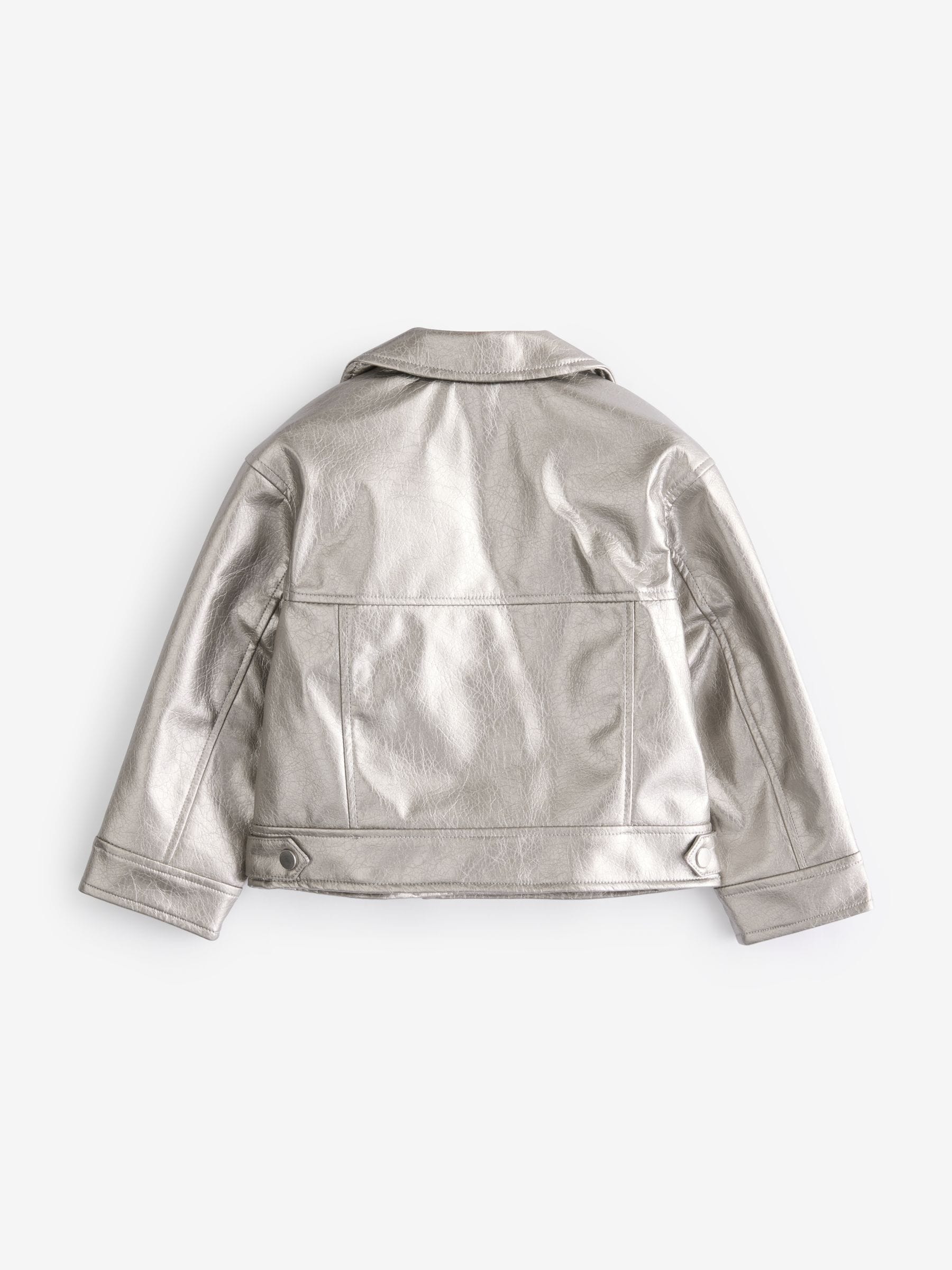 Silver PU Biker Jacket (3-16yrs)