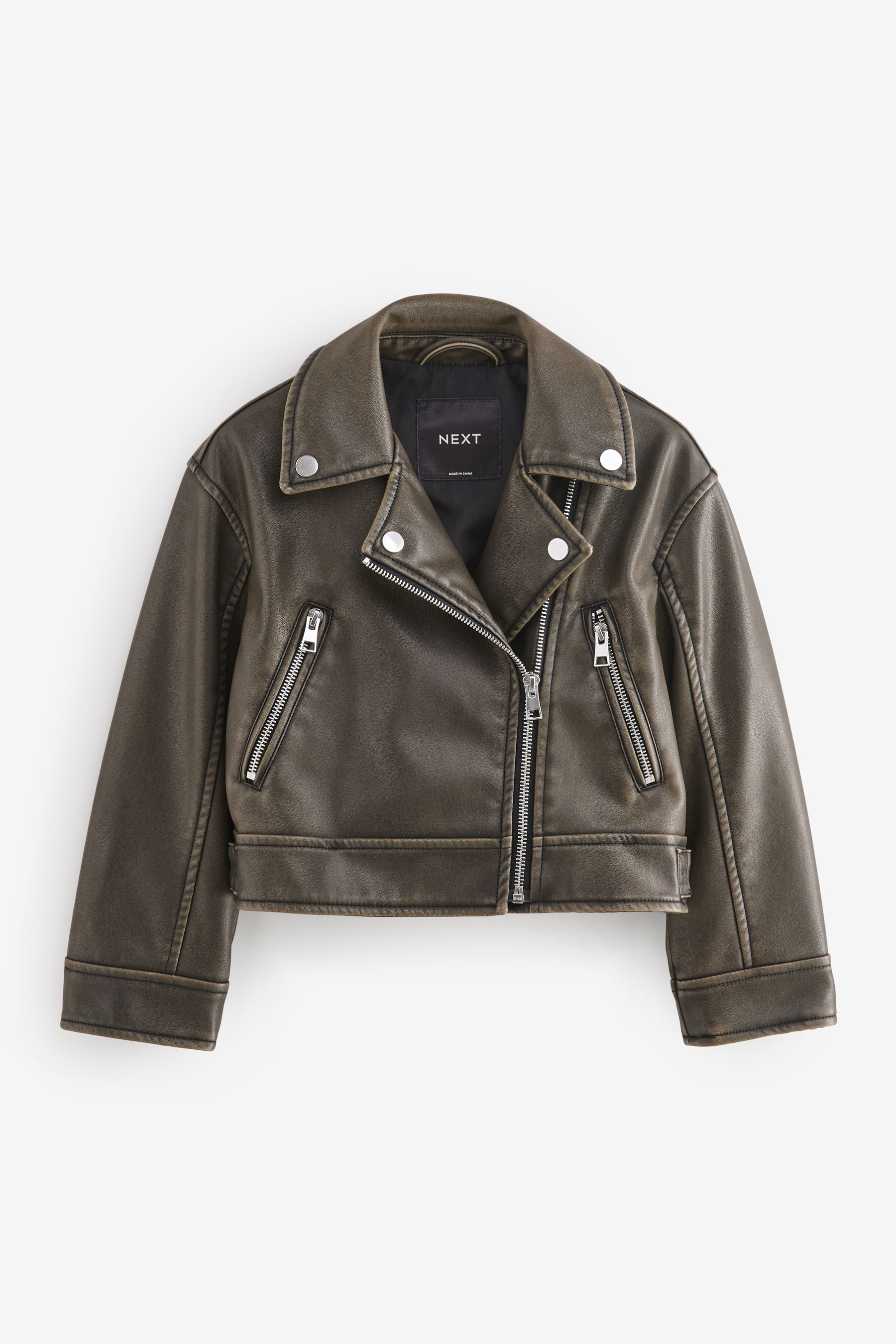 Black/Brown PU Biker Jacket (3-16yrs)