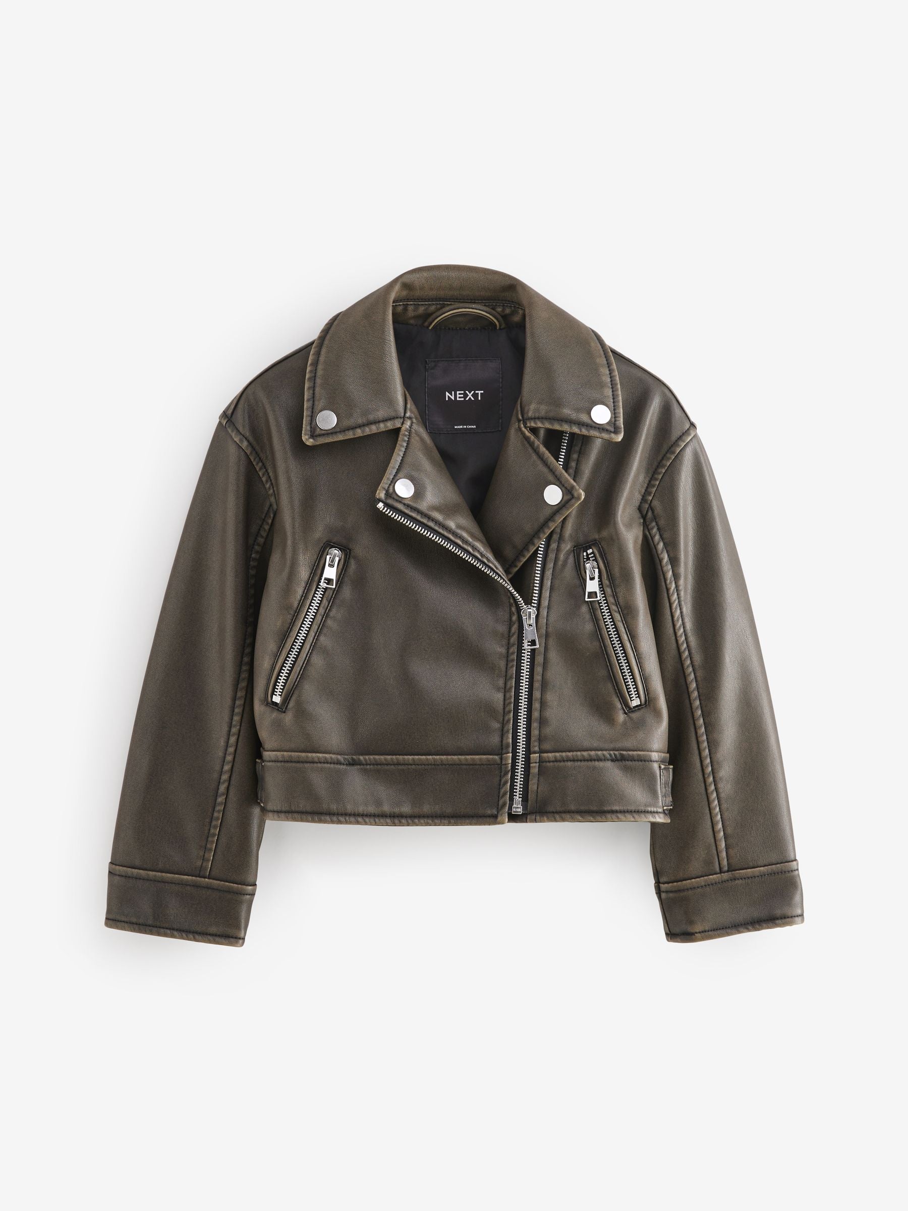 Black/Brown PU Biker Jacket (3-16yrs)