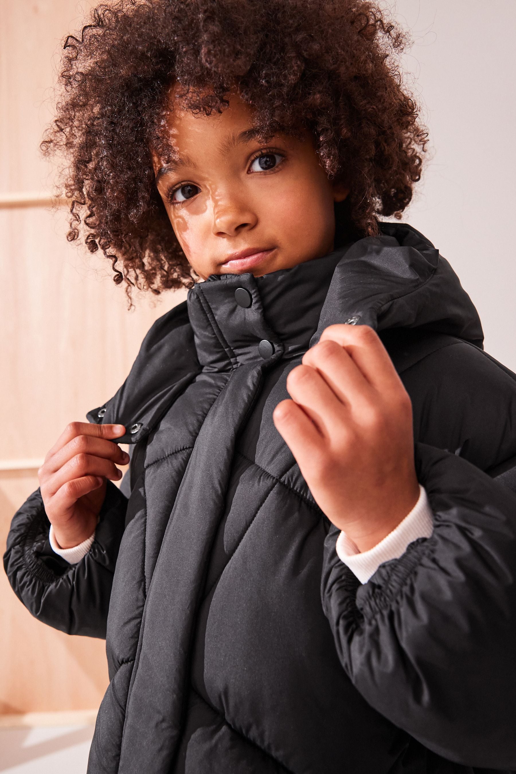 Black Shower Resistant Padded Coat (3-16yrs)