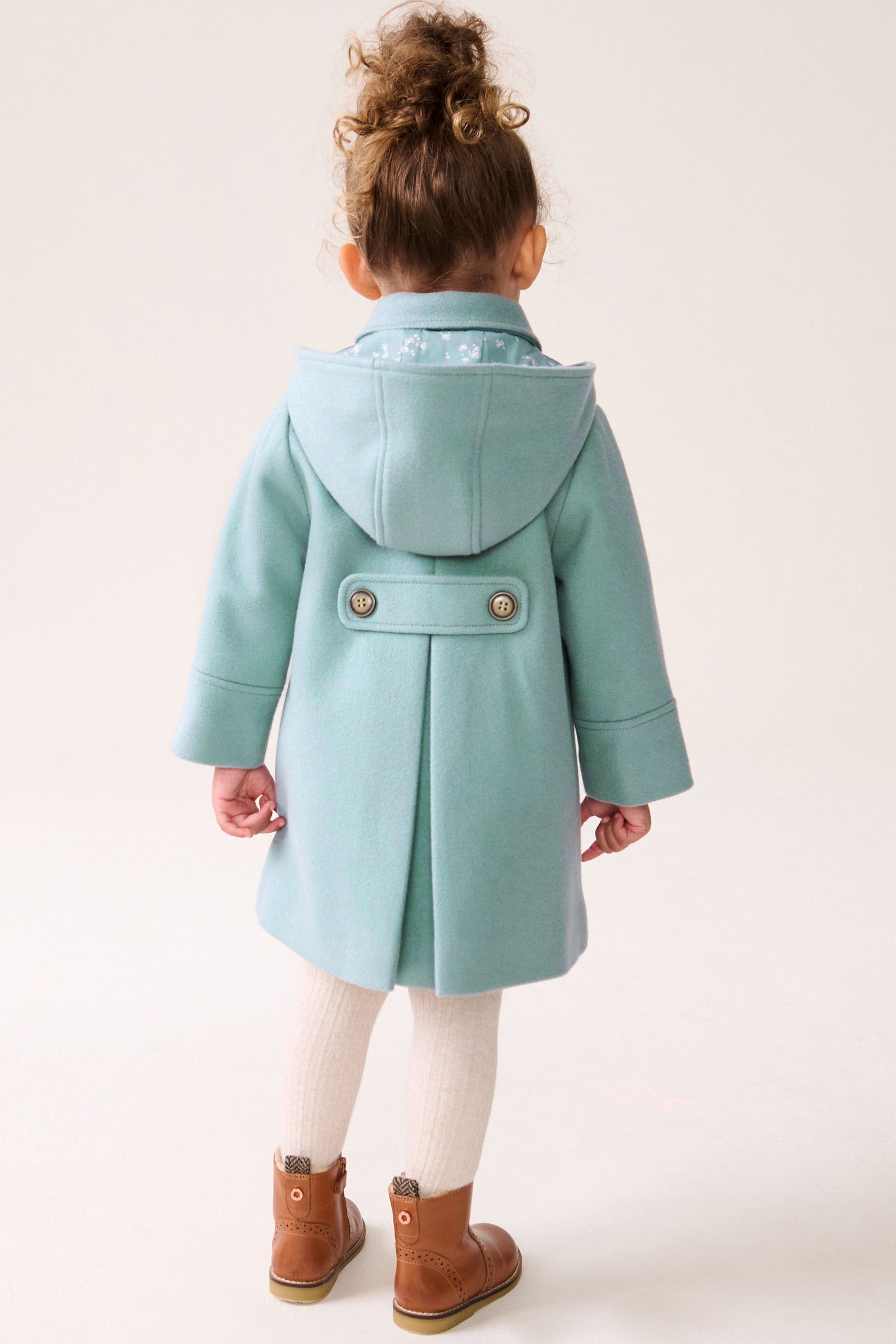 Mint Green Single Breasted Hooded Coat with Wool (3mths-10yrs)