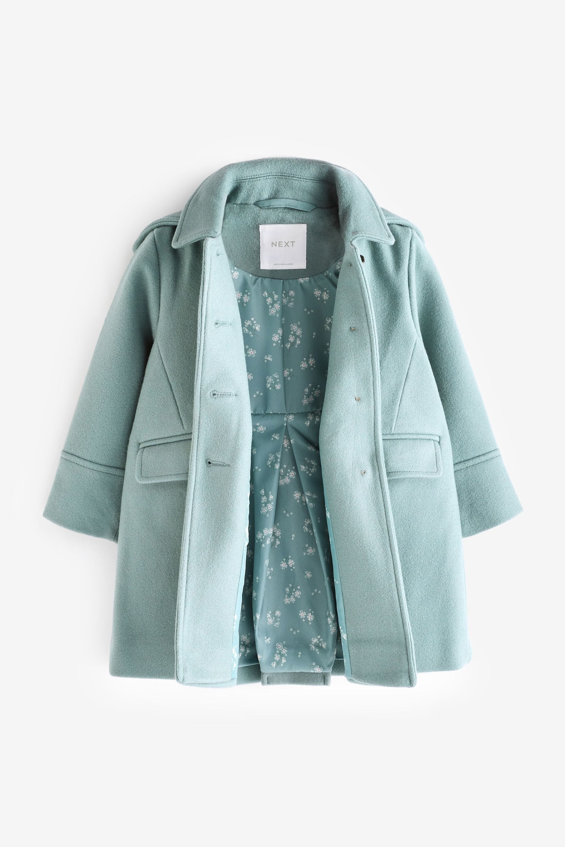 Mint Green Single Breasted Hooded Coat with Wool (3mths-10yrs)