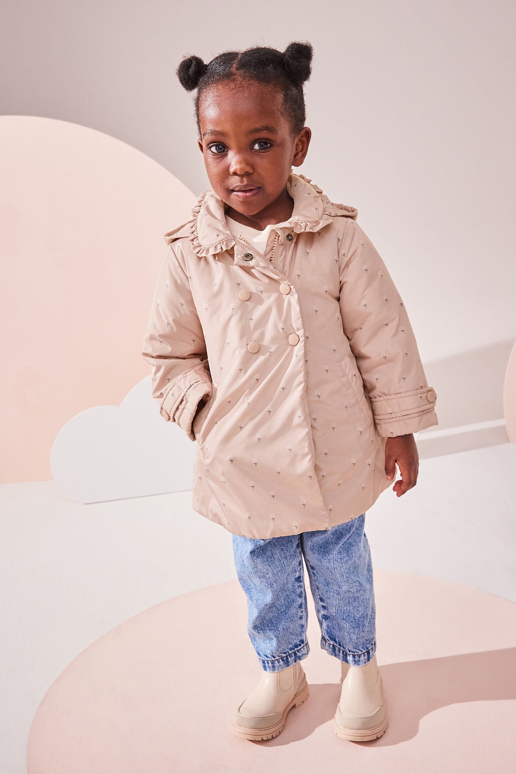 Pink Shower Resistant Frill Collar Coat (3mths-7yrs)