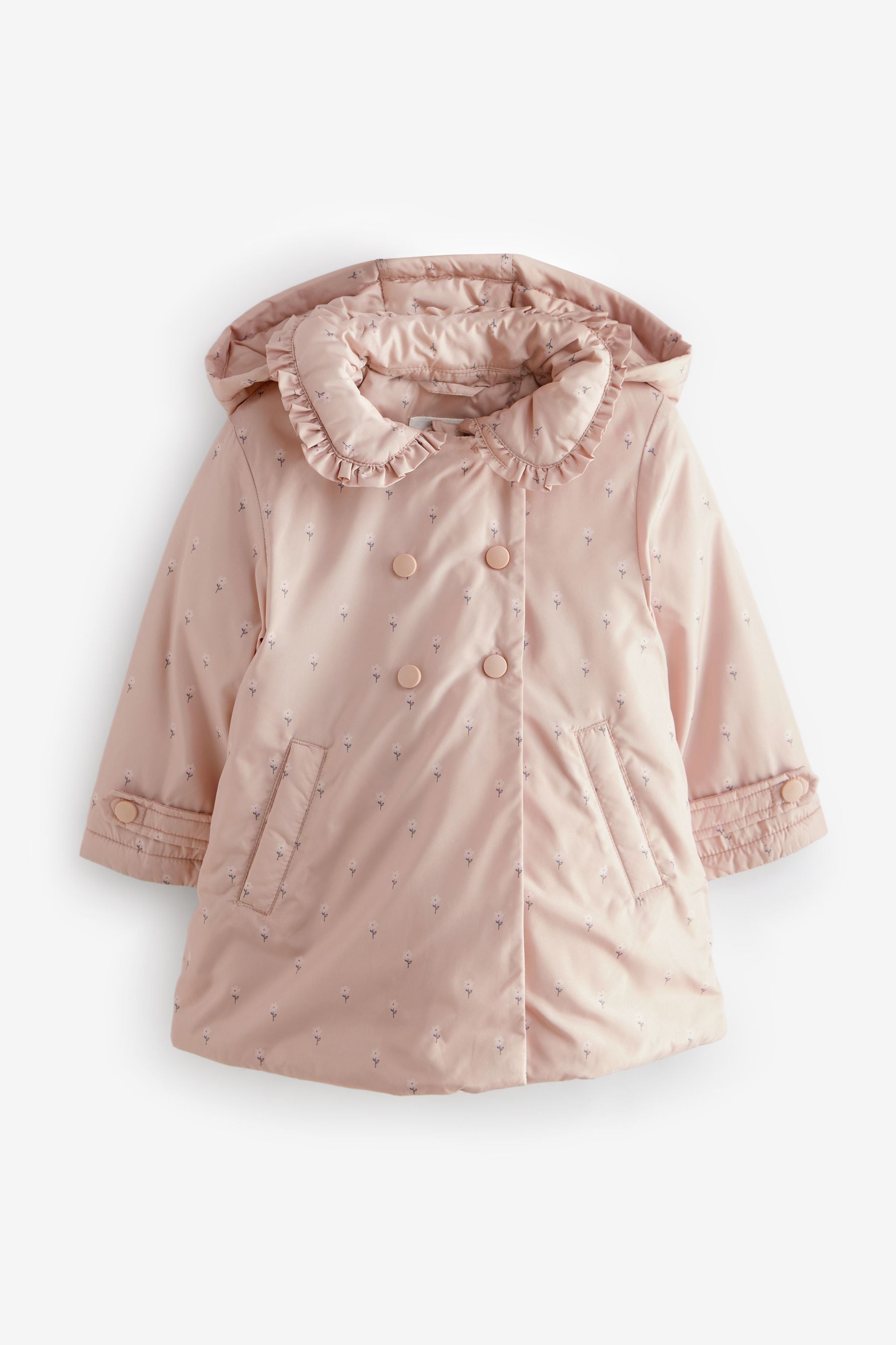 Pink Shower Resistant Frill Collar Coat (3mths-7yrs)