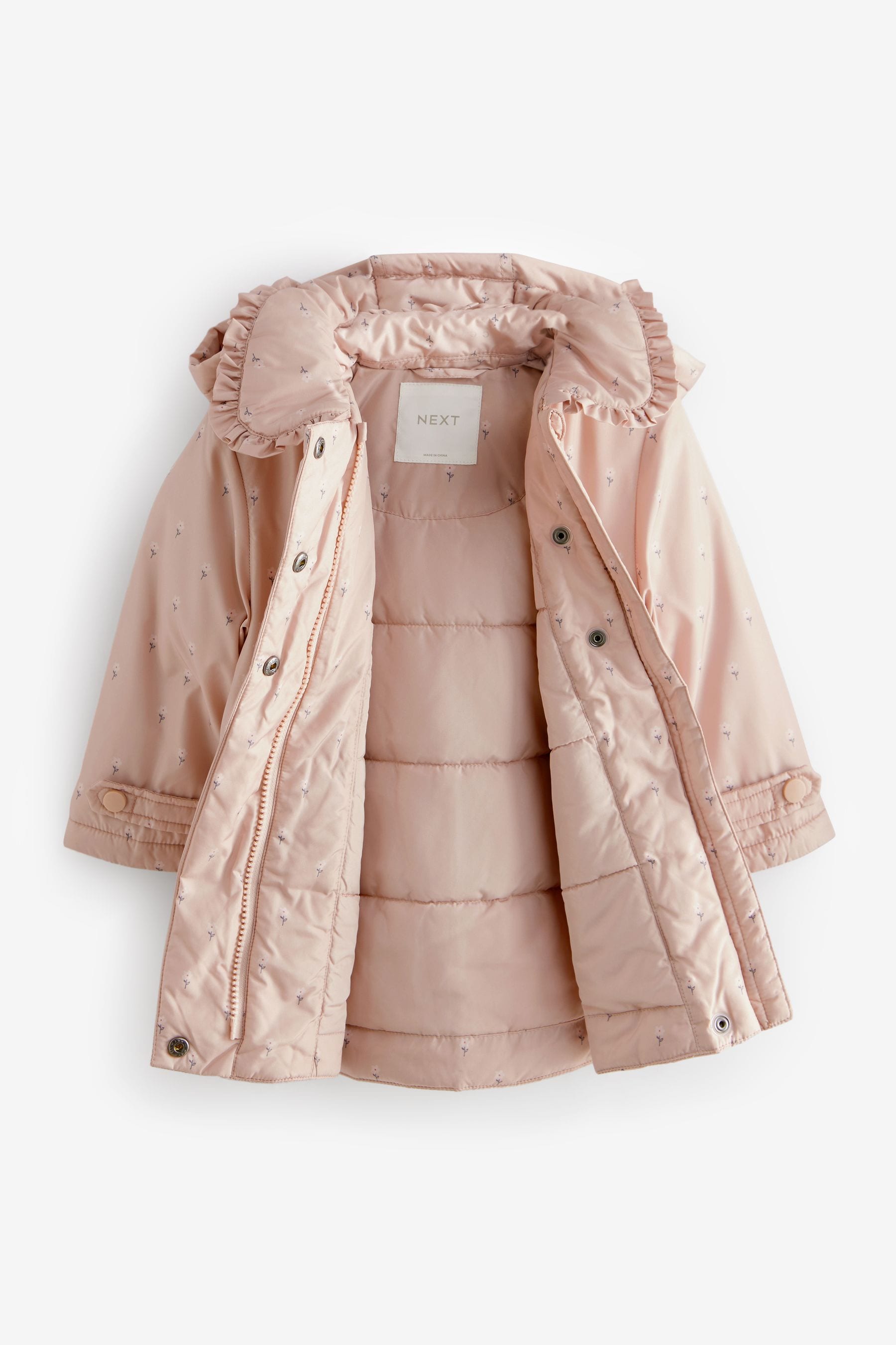 Pink Shower Resistant Frill Collar Coat (3mths-7yrs)