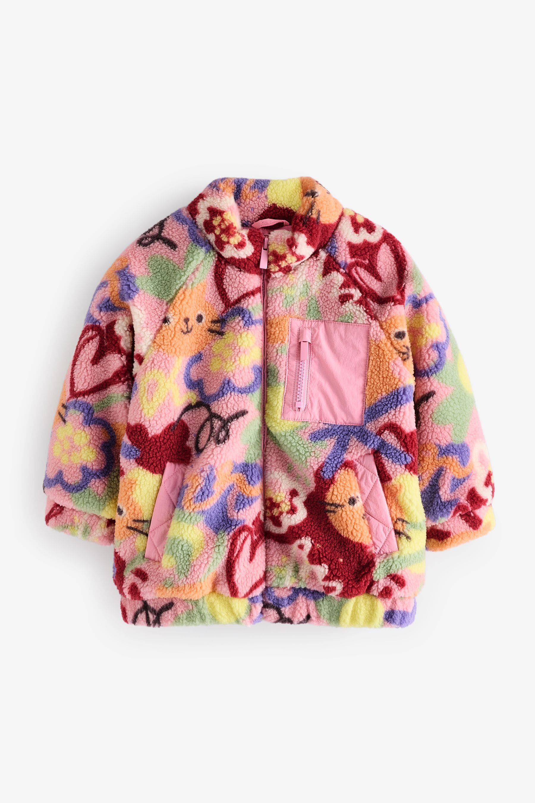 Multi Character Borg Fleece Zip Through Coat (3mths-7yrs)