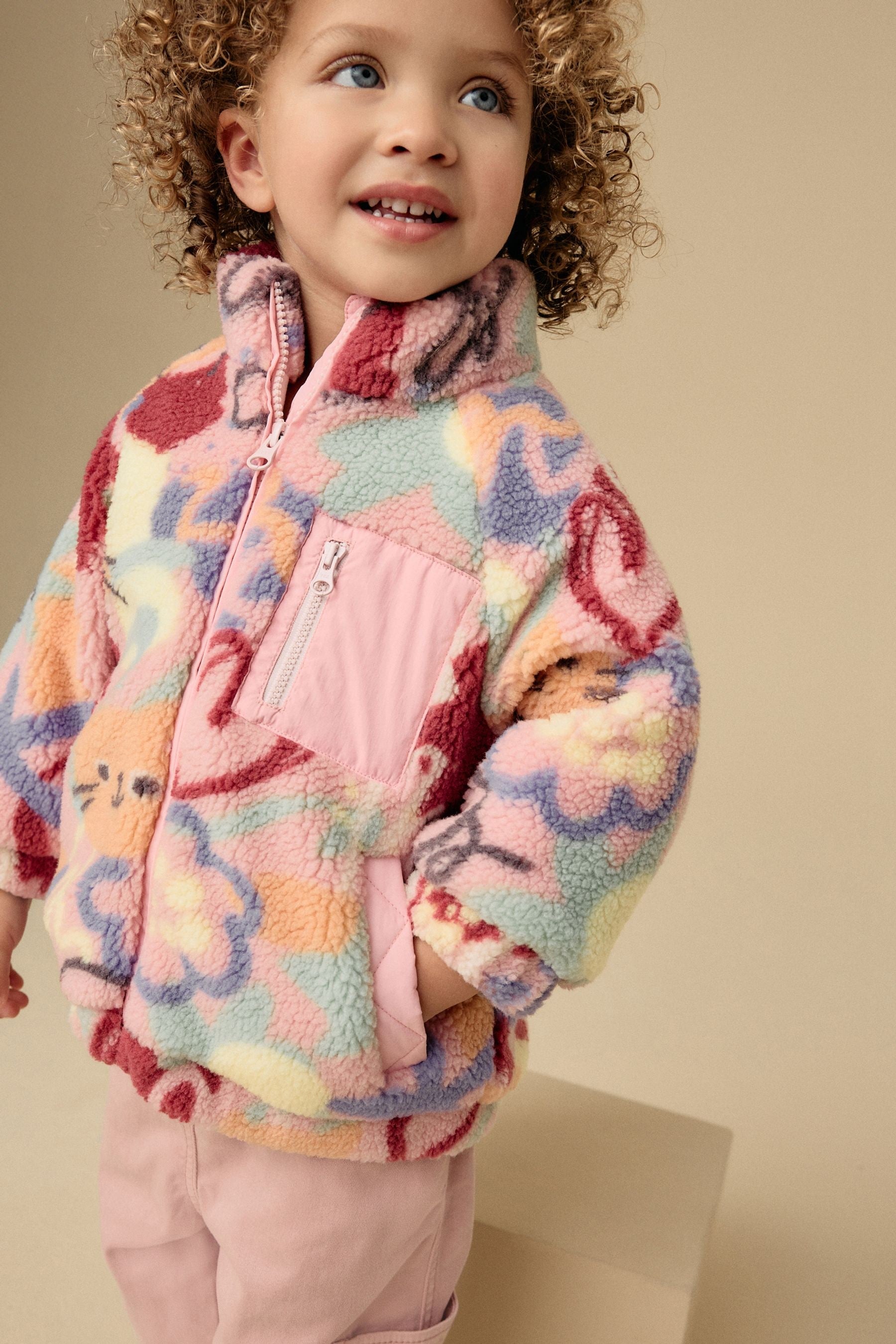 Multi Character Borg Fleece Zip Through Coat (3mths-7yrs)