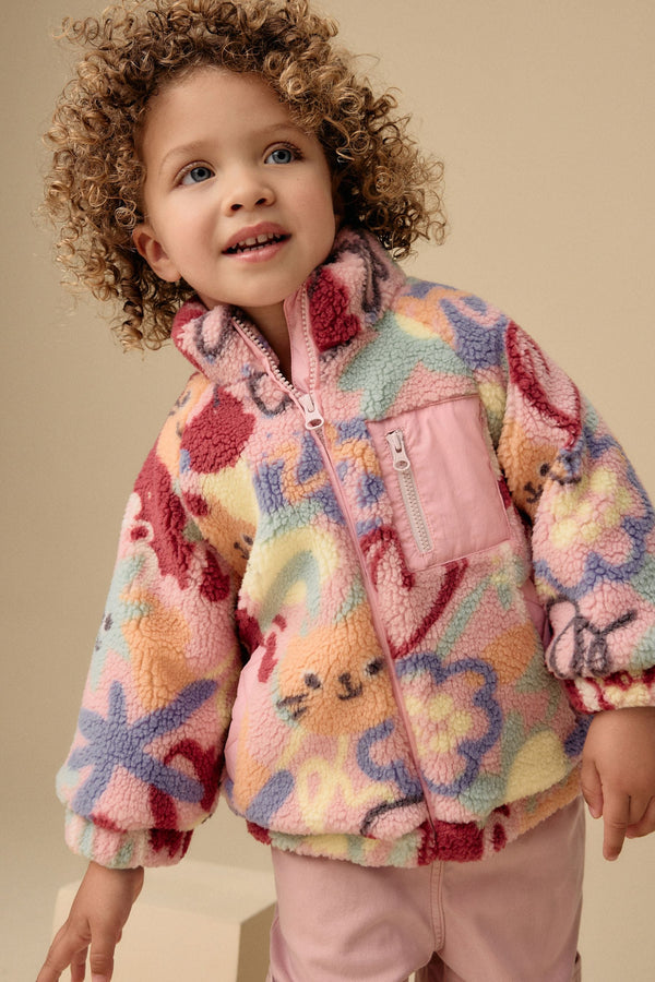 Multi Character Borg Fleece Zip Through Coat (3mths-7yrs)