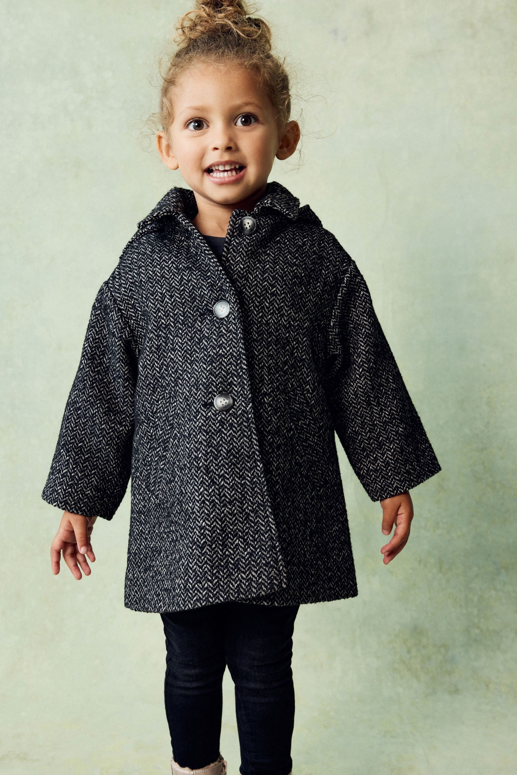 Grey Mono Relaxed Coat With Wool (3mths-7yrs)