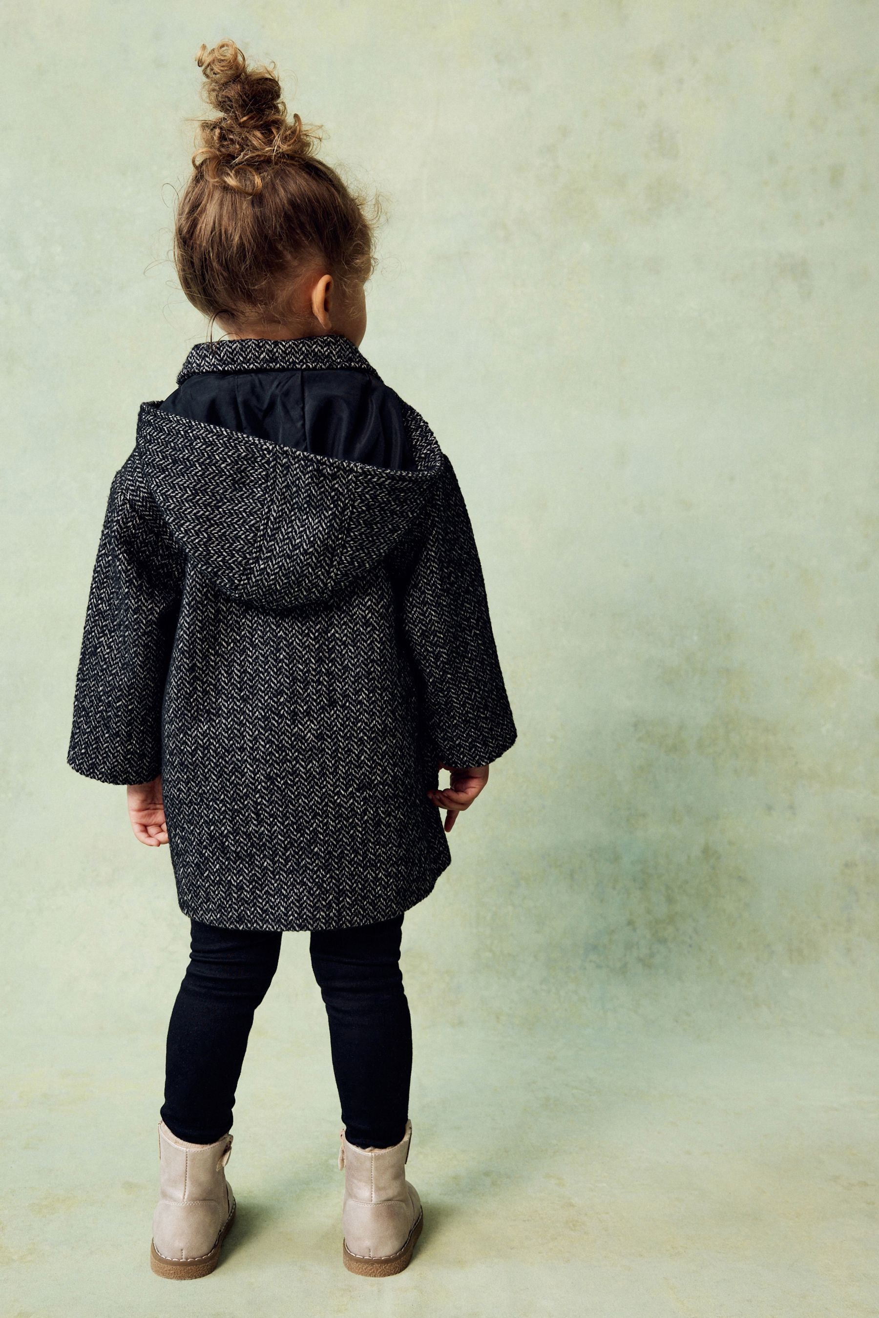 Grey Mono Relaxed Coat With Wool (3mths-7yrs)