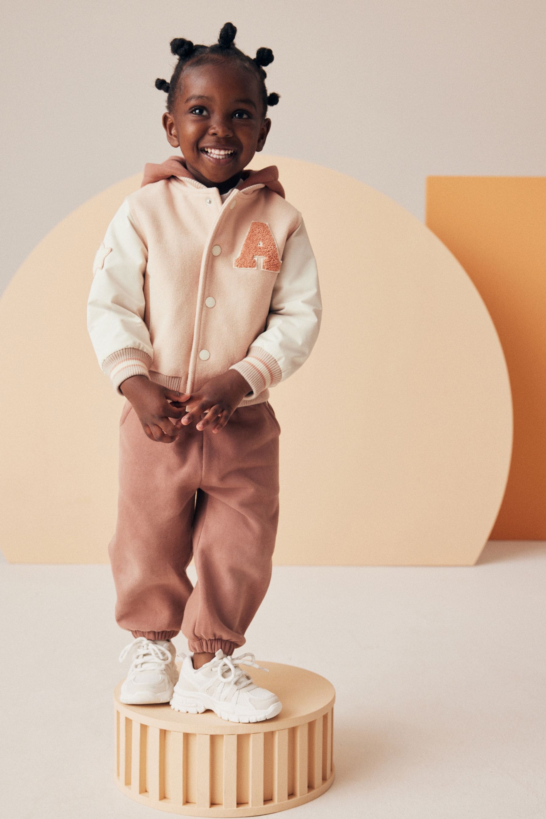 Neutral Varsity Bomber Jacket With Wool (3mths-7yrs)