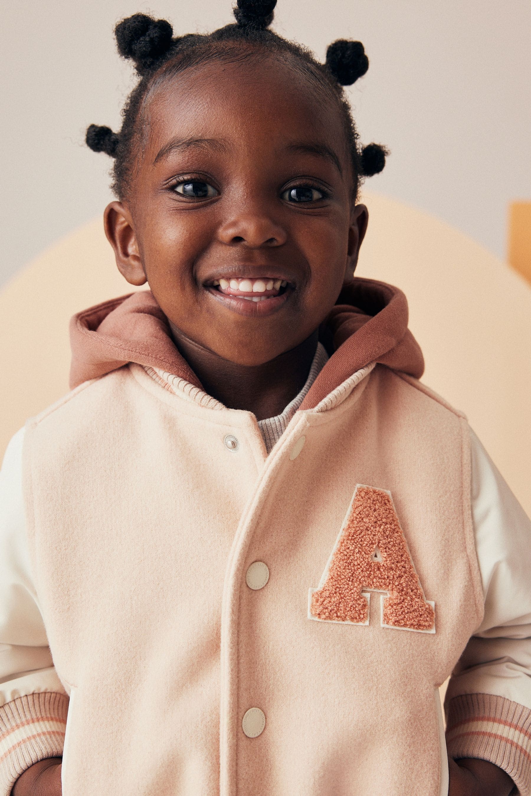 Neutral Varsity Bomber Jacket With Wool (3mths-7yrs)