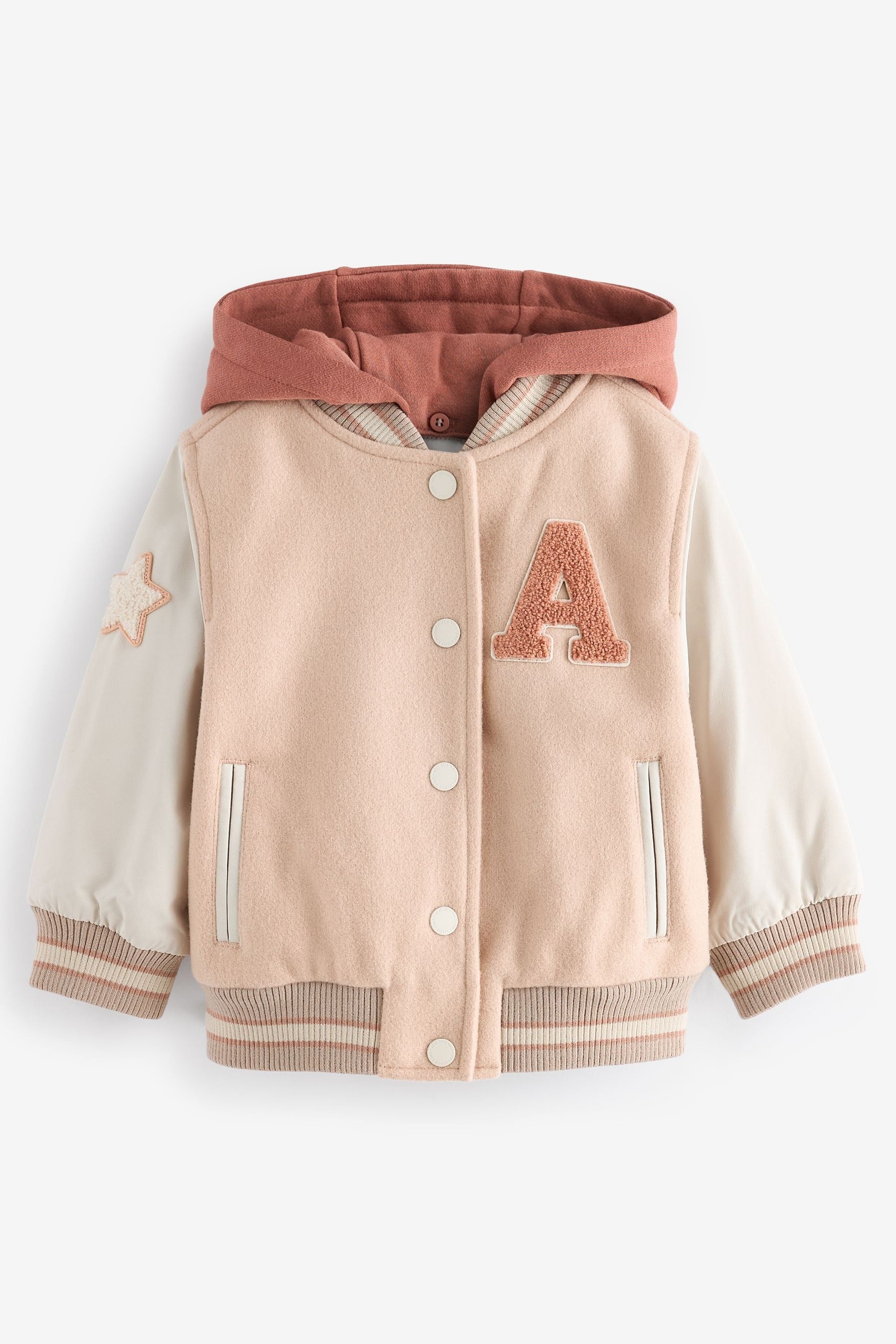 Neutral Varsity Bomber Jacket With Wool (3mths-7yrs)