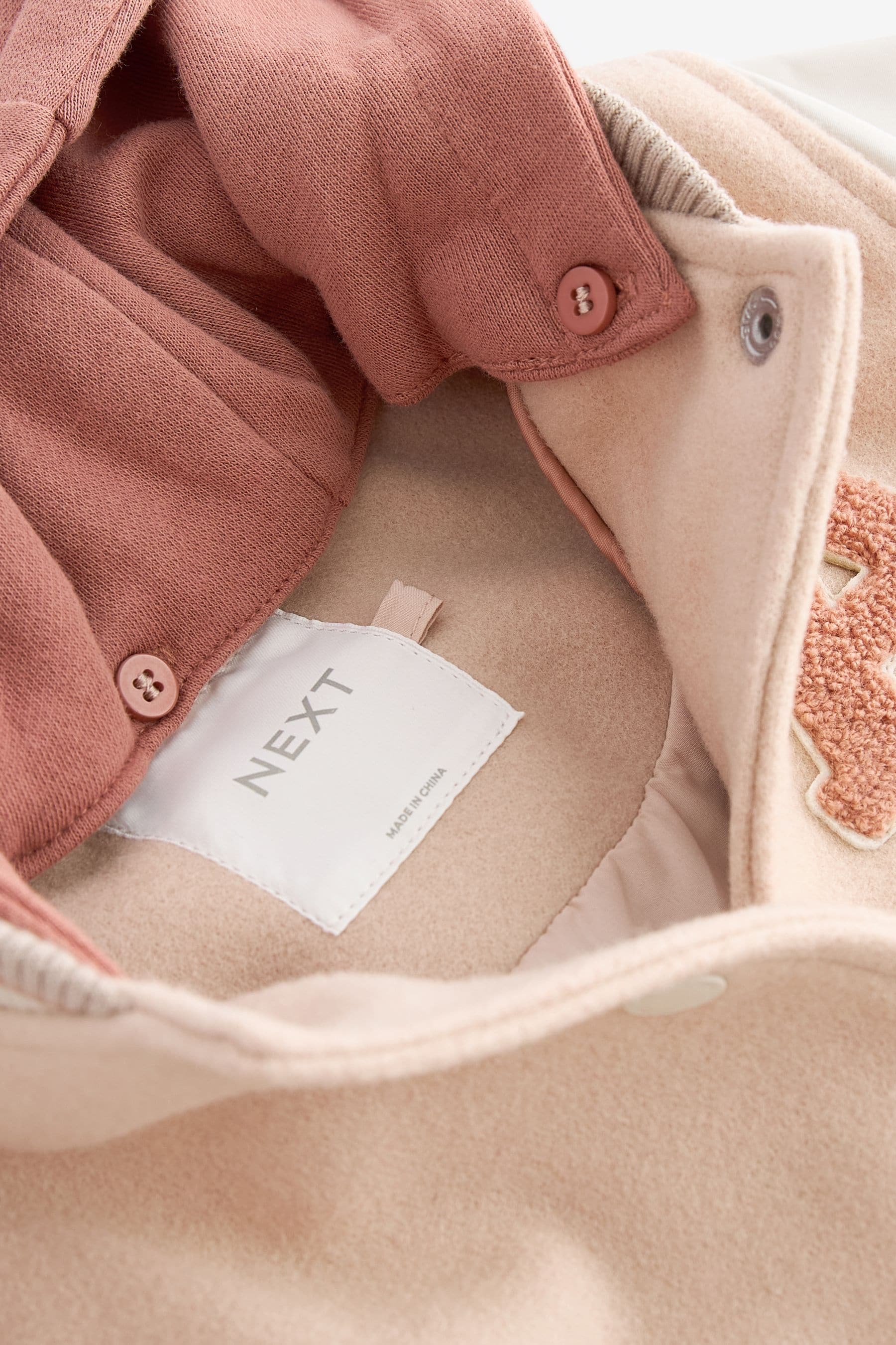 Neutral Varsity Bomber Jacket With Wool (3mths-7yrs)