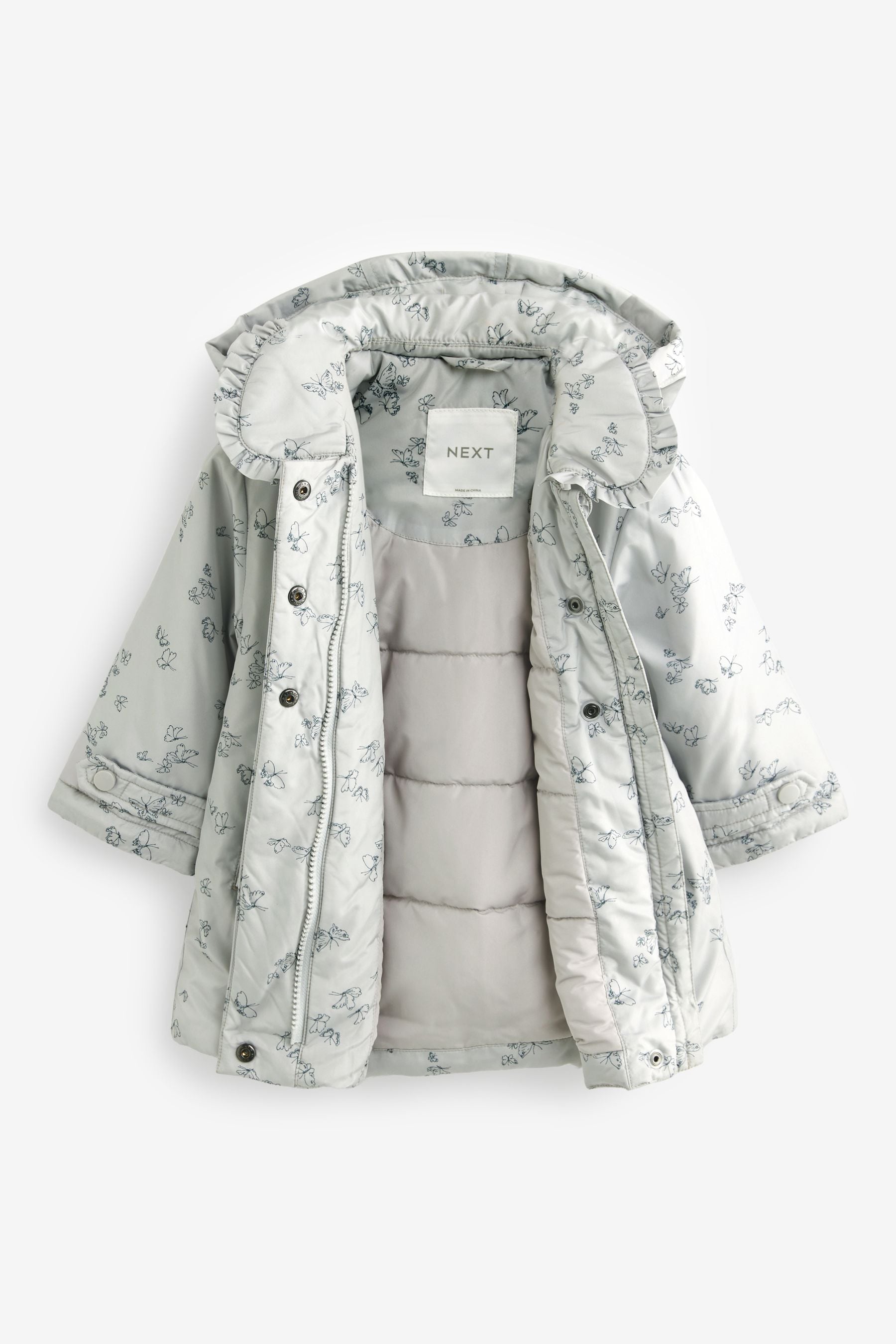 Silver Shower Resistant Frill Collar Coat (3mths-7yrs)