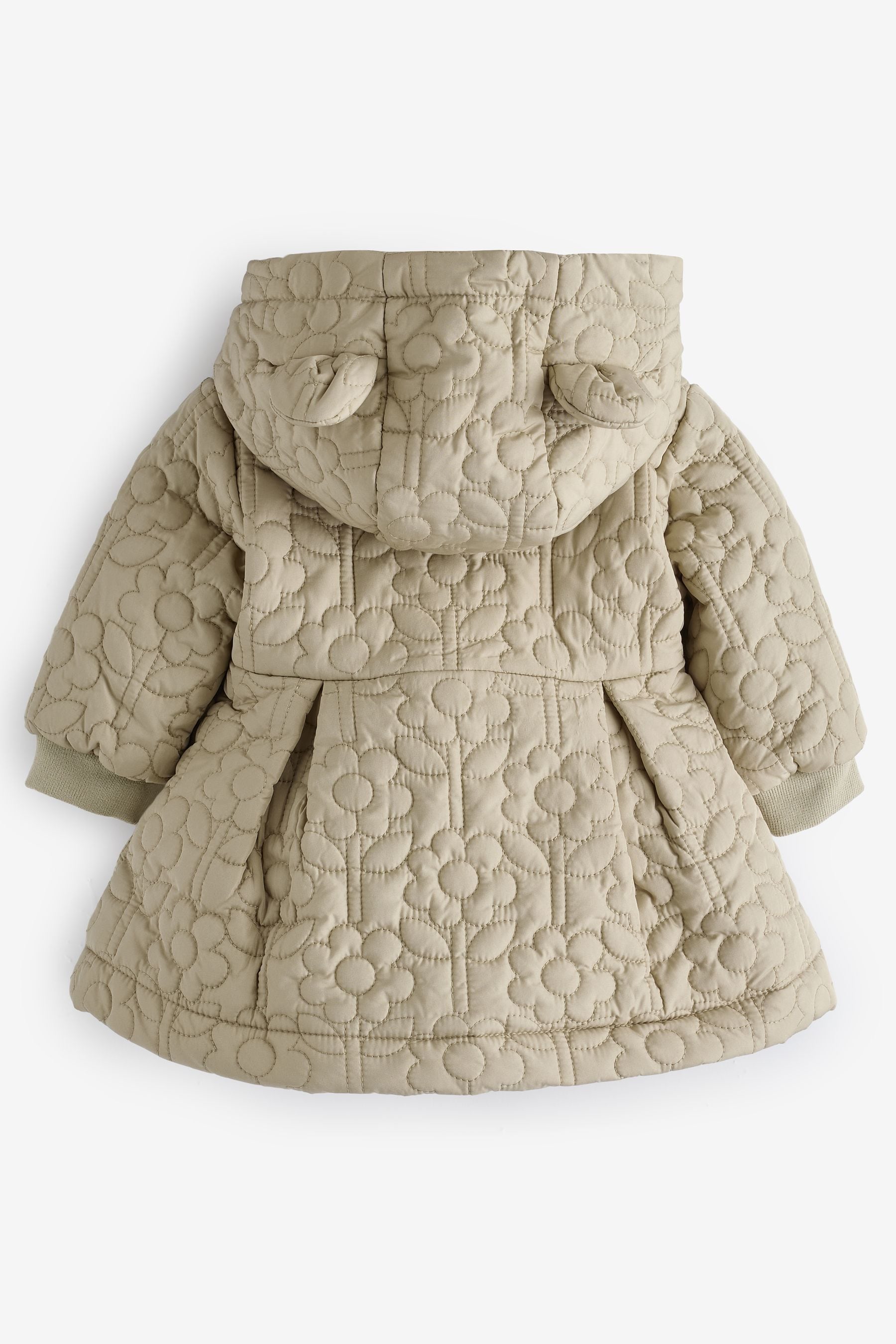 Sage Green Flower Shower Resistant Skirted Quilted Coat (3mths-7yrs)